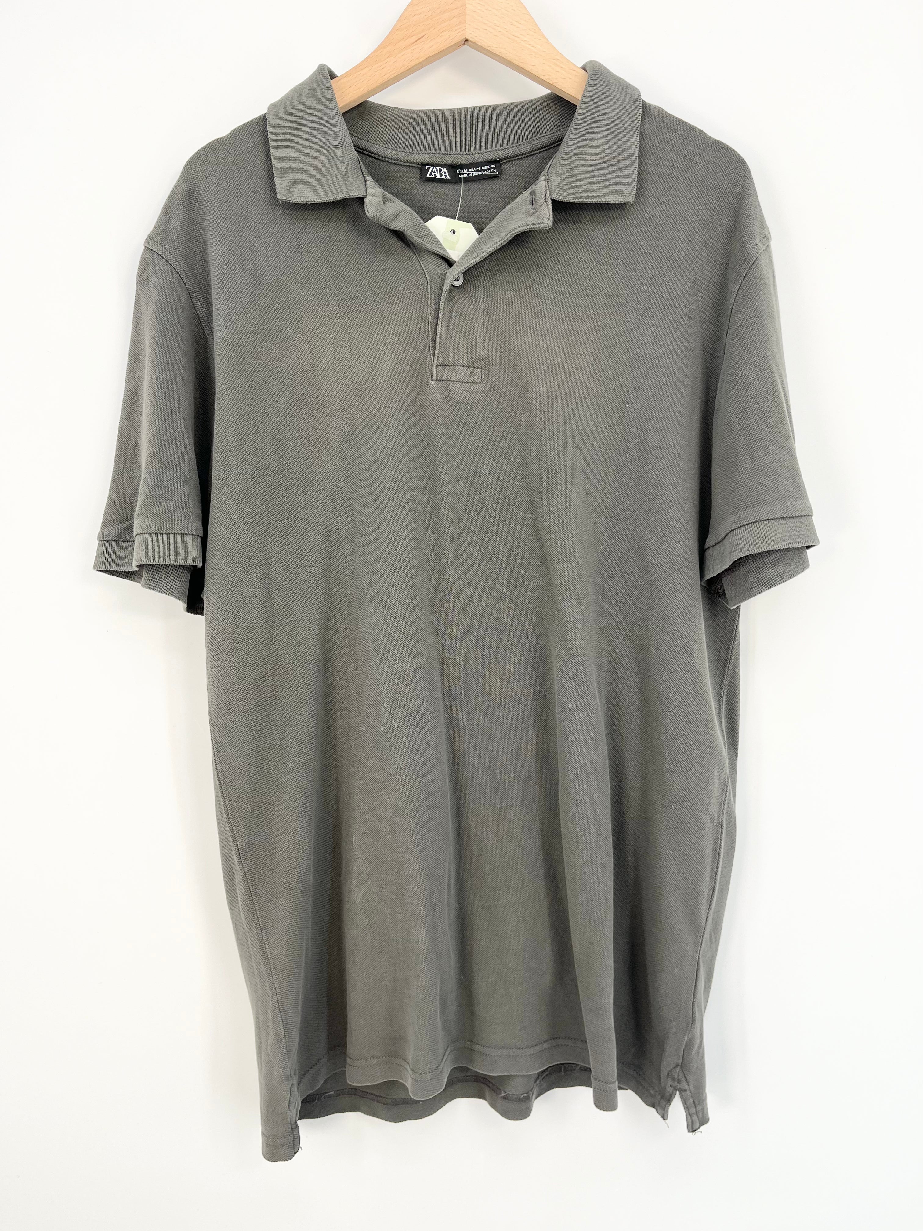 Zara - Polo MC gris à boutons T.S