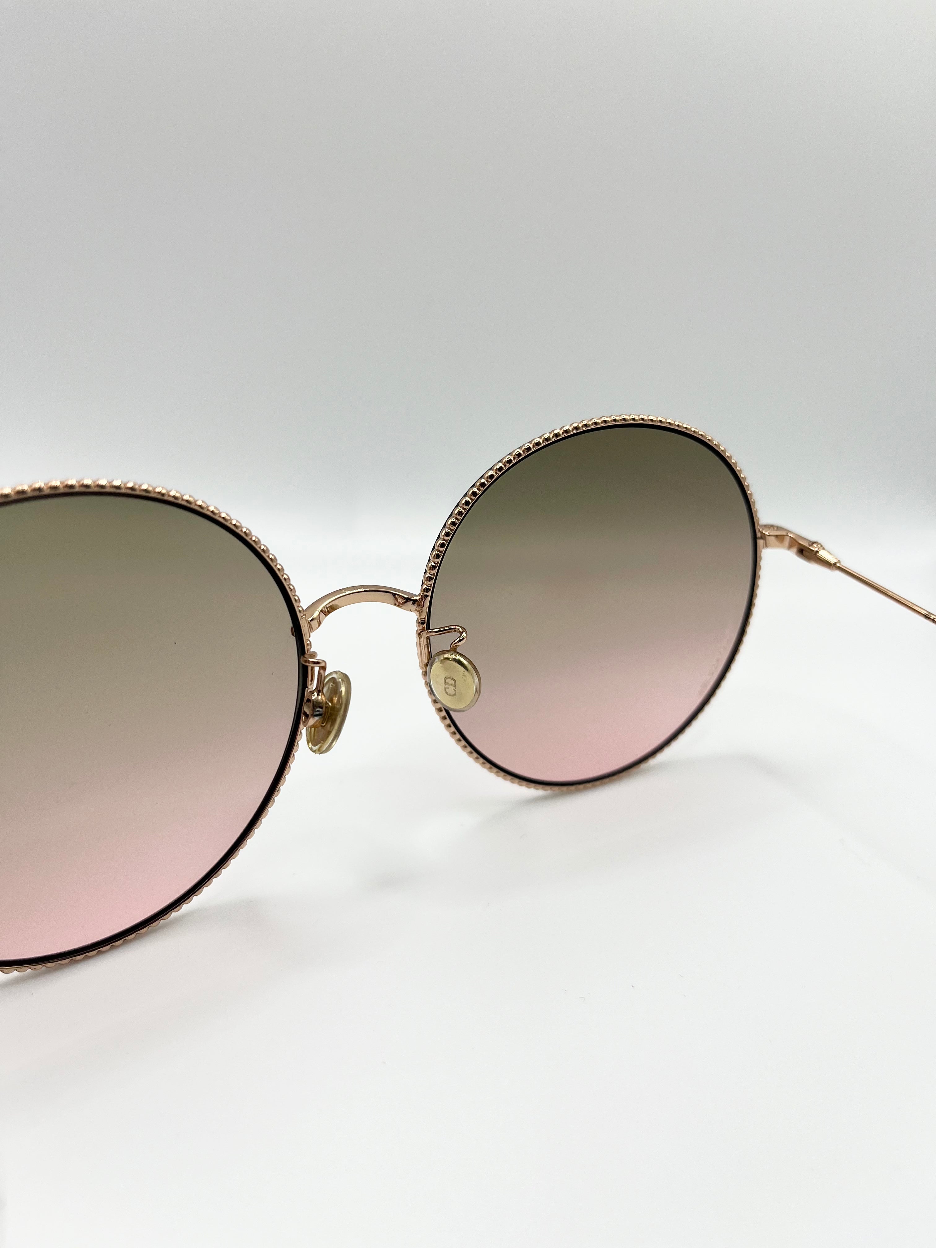 DIOR - Lunettes de soleil rondes verres degradés rose