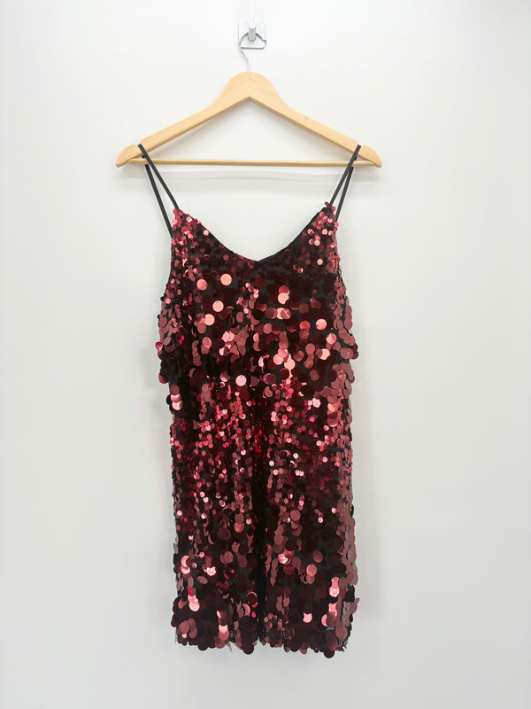 Superdry - Robe sequins rouges disco T.36