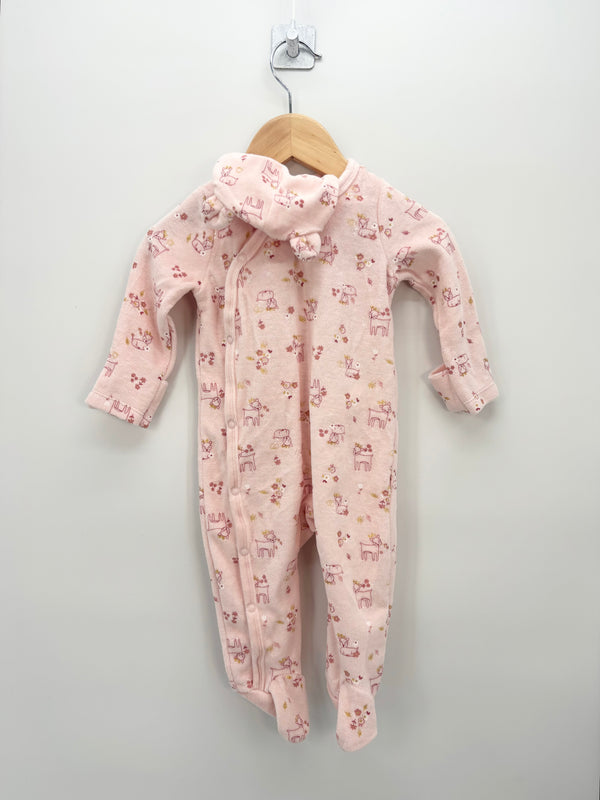 In Extenso - Pyjama velours rose détail dorés + bonnet T.6 mois