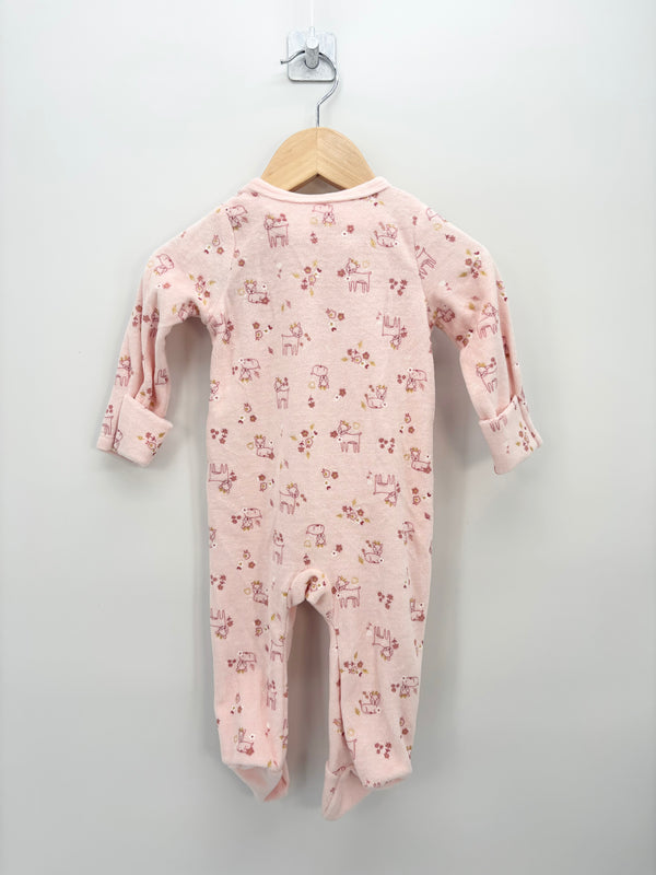 In Extenso - Pyjama velours rose détail dorés + bonnet T.6 mois
