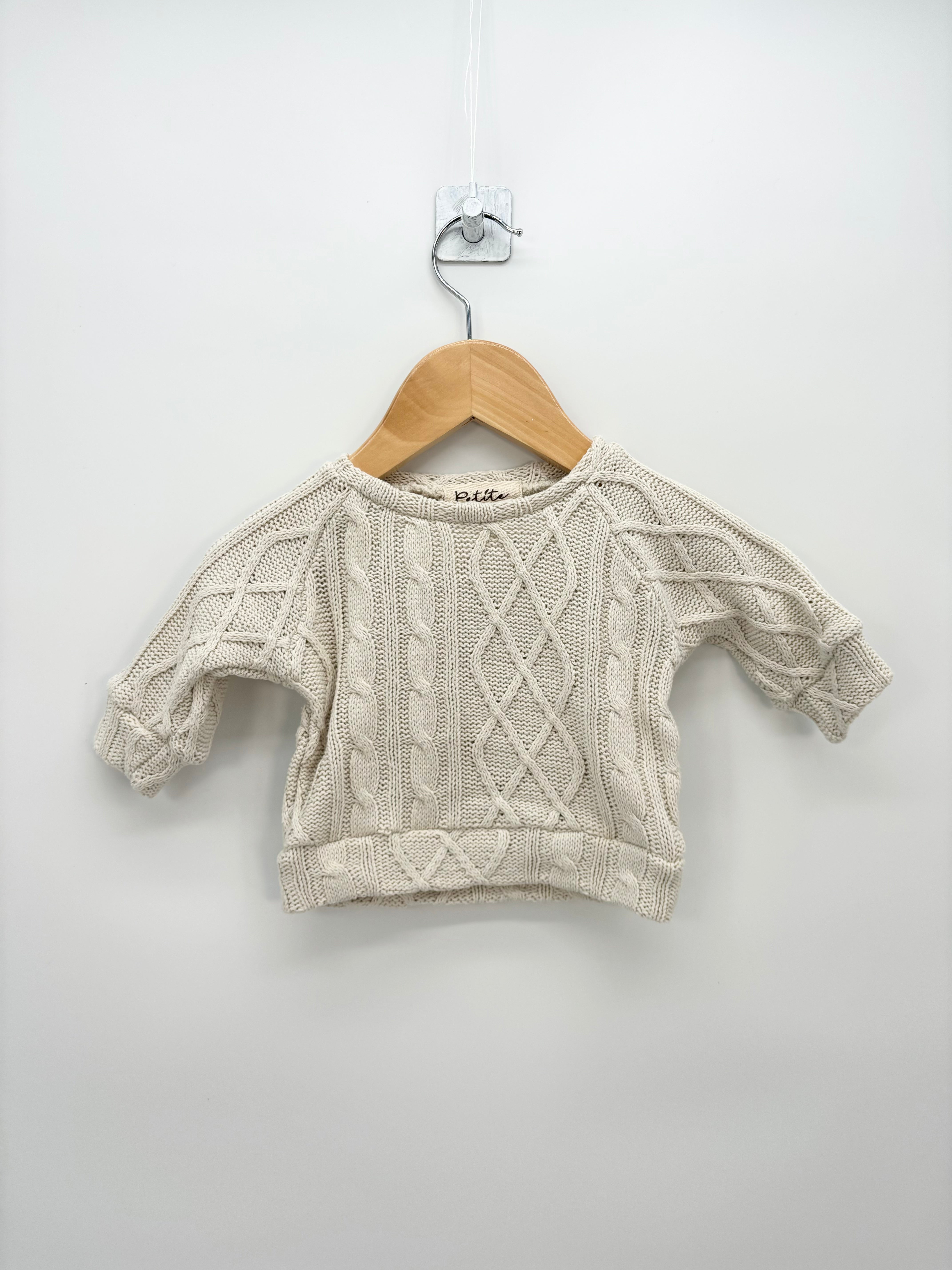 Petite - Pull maille torsadé beige T.3 mois