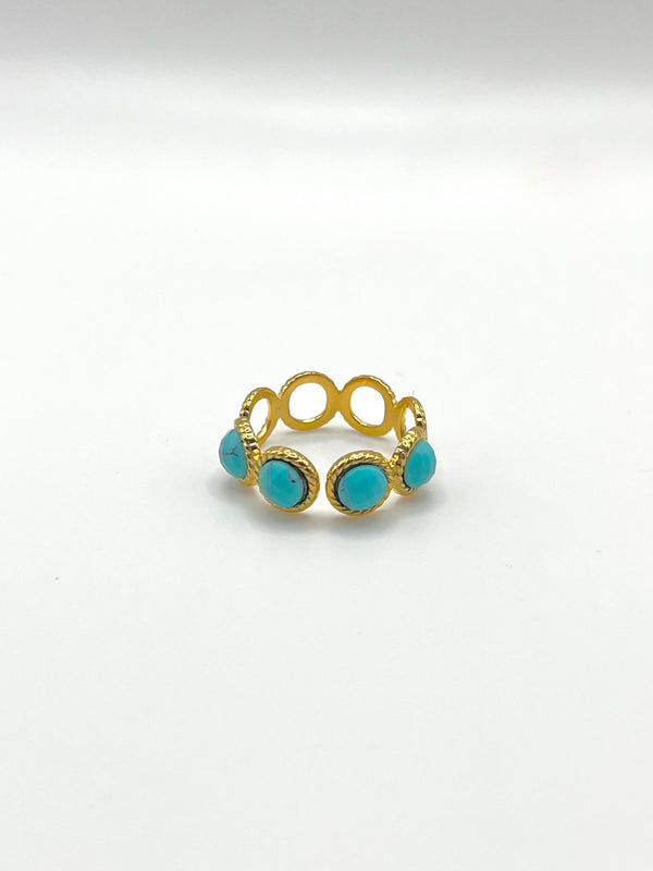 Horizon & Joyas - Bague anneau perles bleu turquoise 68