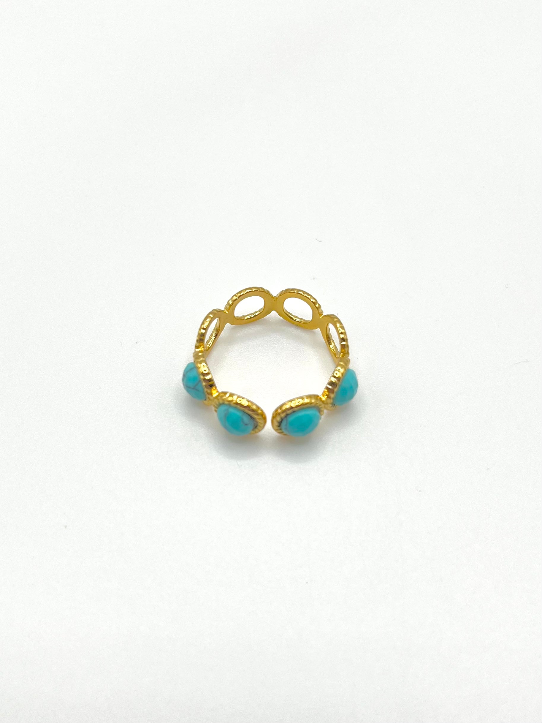 Horizon & Joyas - Bague anneau perles bleu turquoise 68