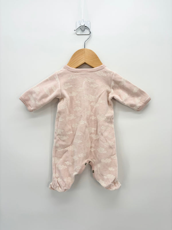 Petit Bateau - Pyjama velours rose nuages beiges T.1 mois
