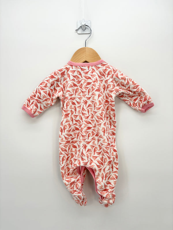 Petit Bateau - Pyjama blanc et rose oiseaux T.3 mois