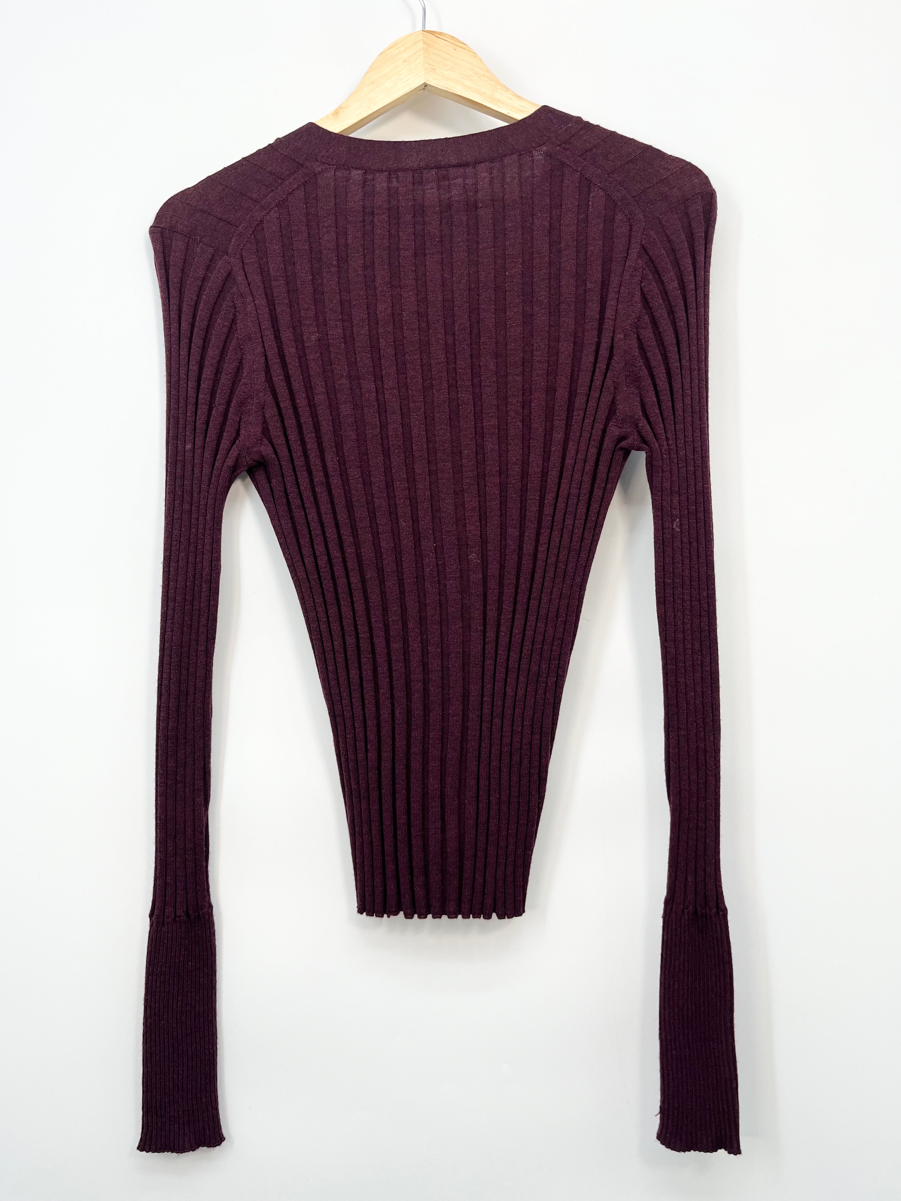 See by Chloé - Cardigan violet côtelé 95% coton 5% cashmere T.M