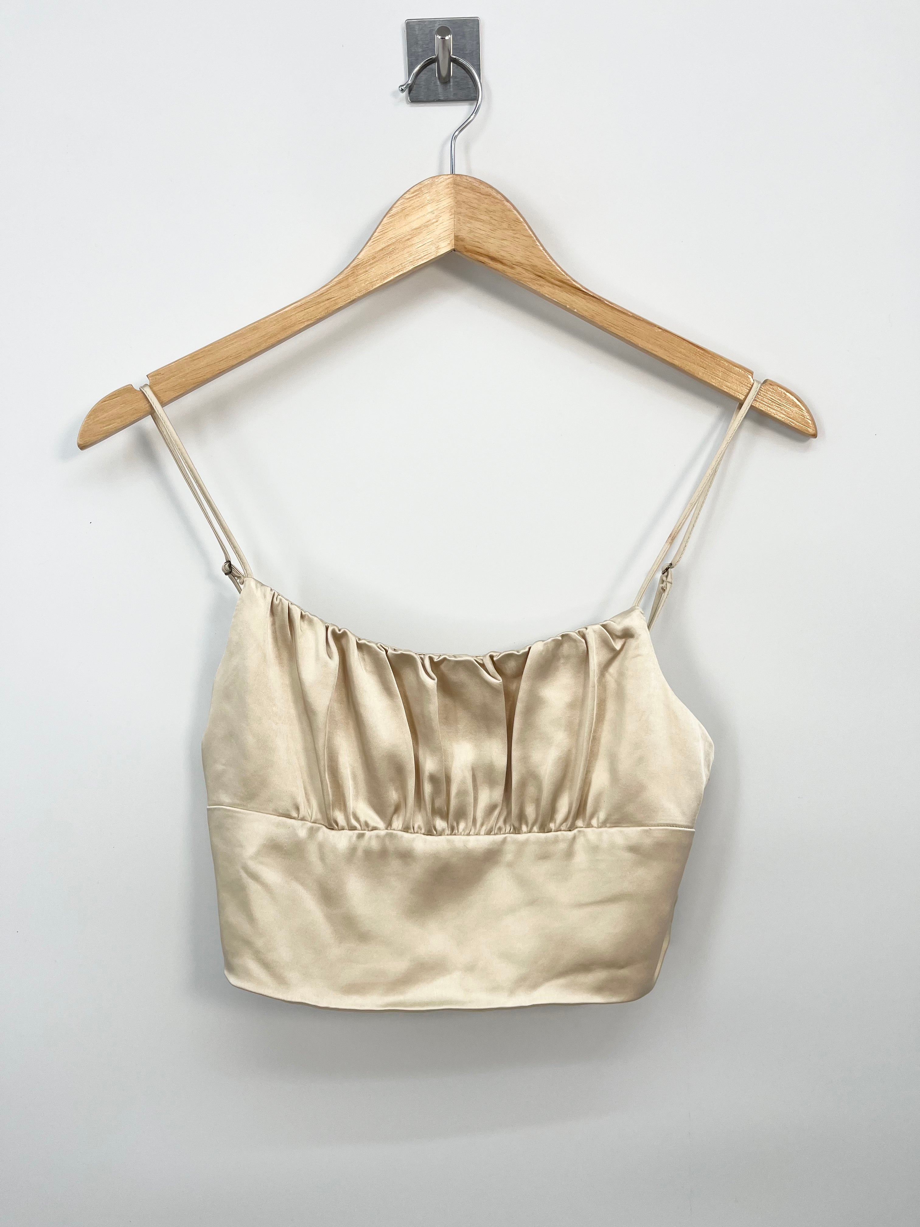 Zara - Top bustier doré satiné T.S