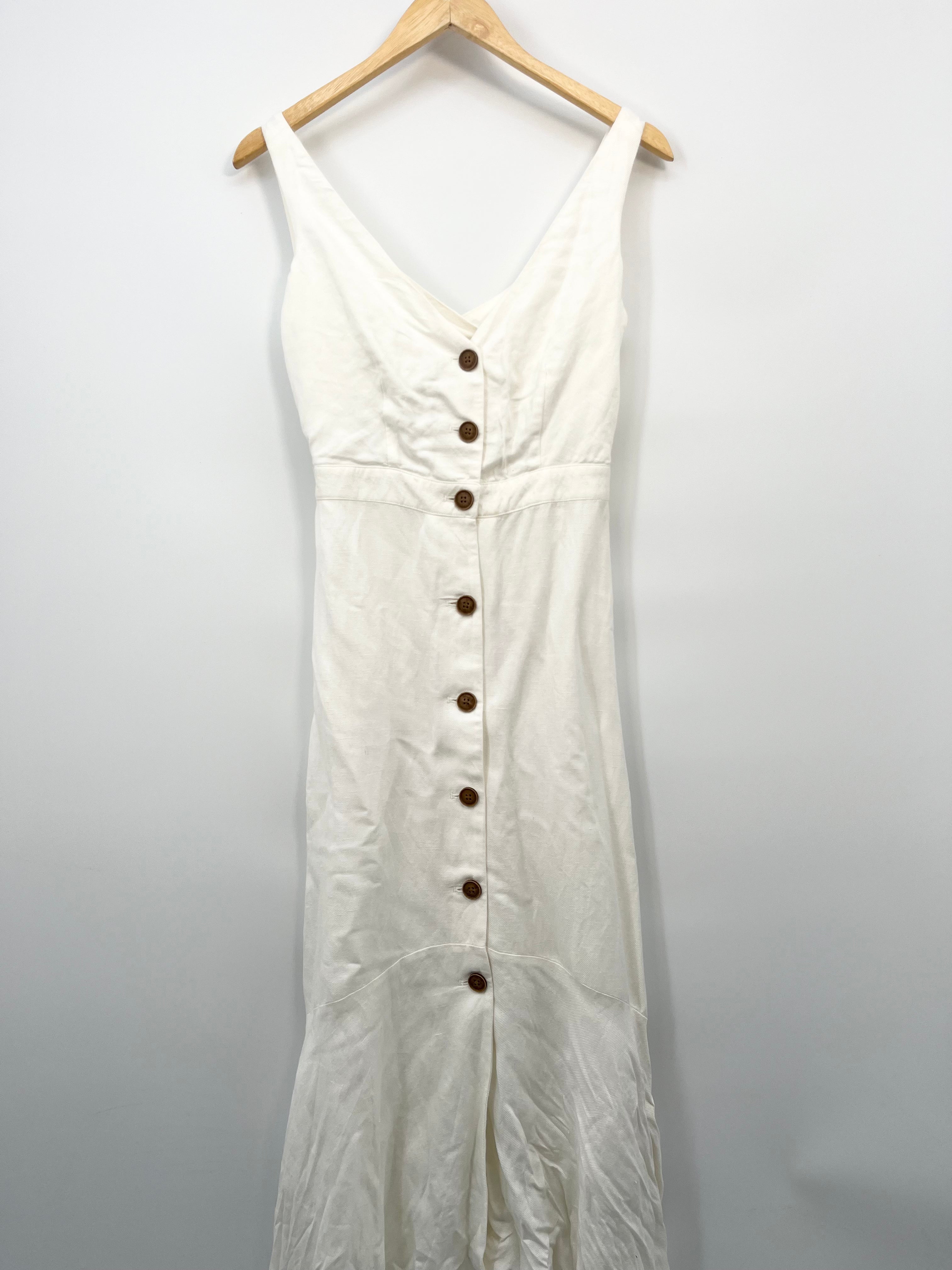 Mango - Robe blanche longue boutonnée T.34