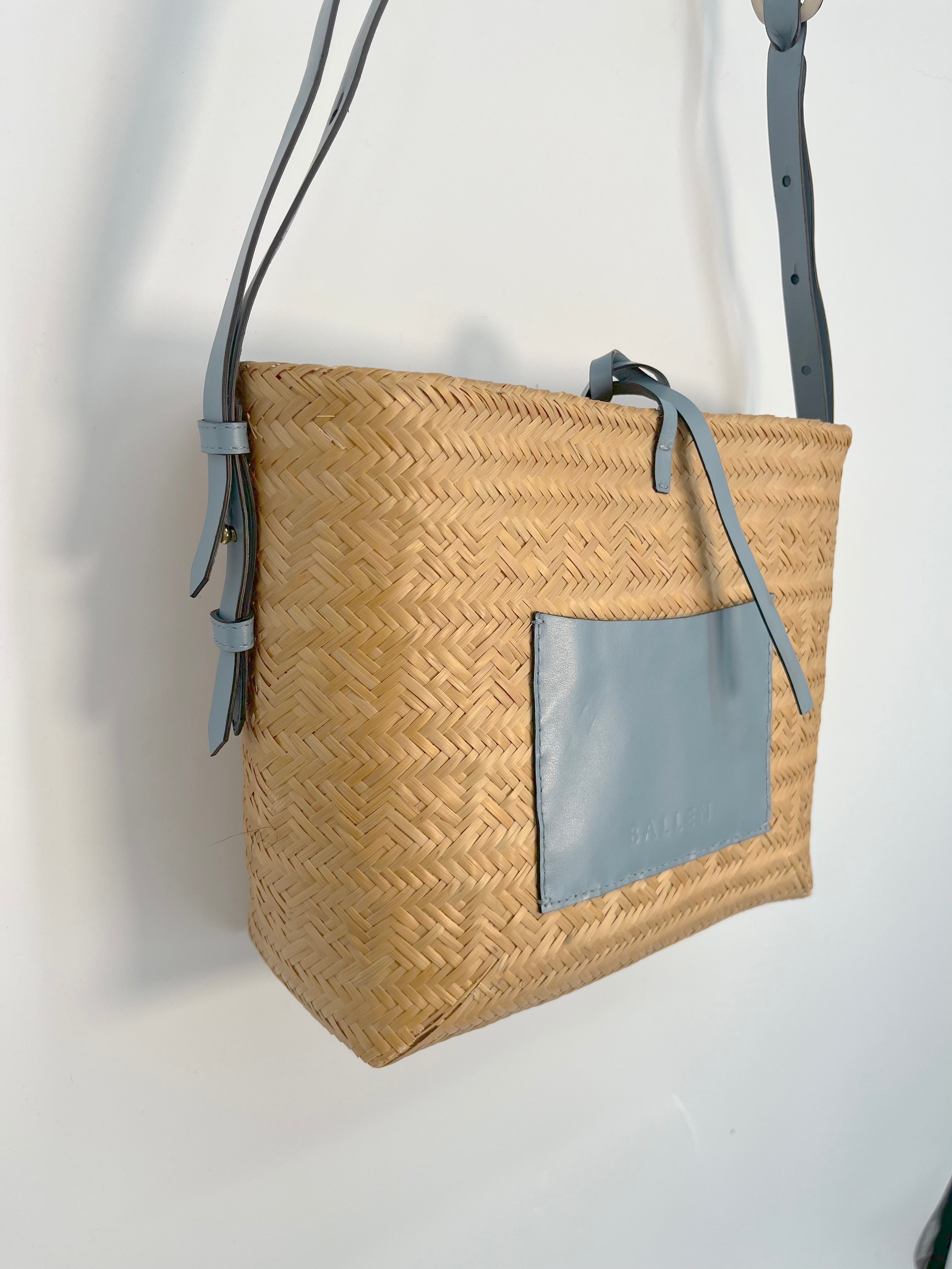 Ballen - Sac panier beige et bleu