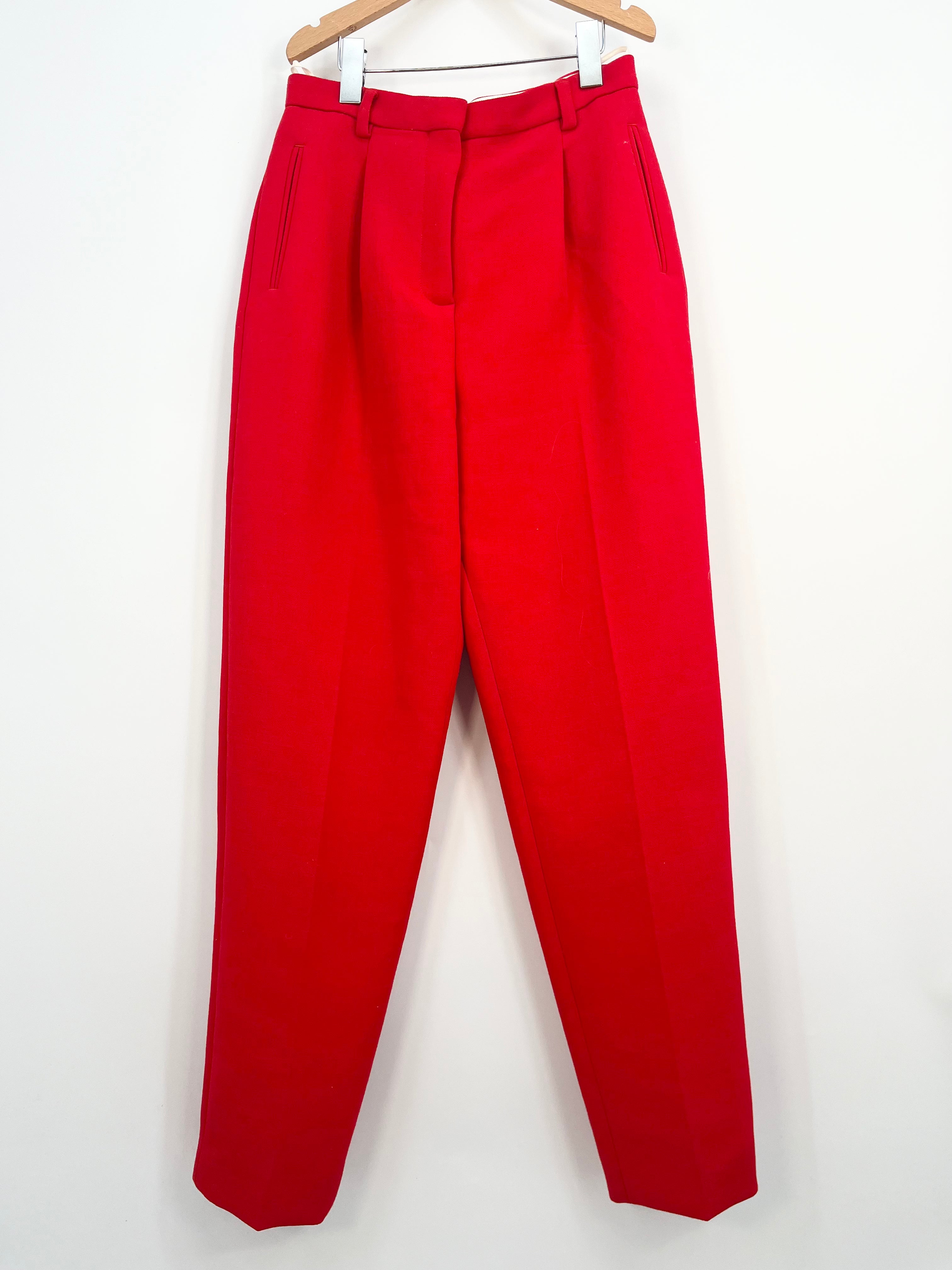 Tory Burch - Pantalon droit rouge 100% laine épais neuf T.2