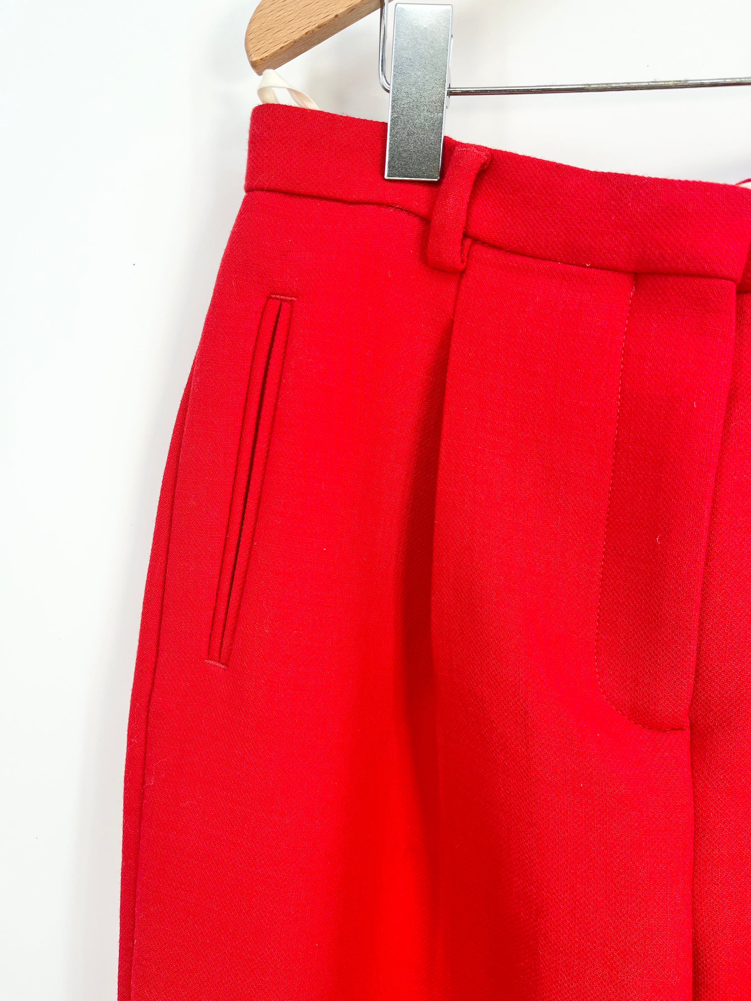 Tory Burch - Pantalon droit rouge 100% laine épais neuf T.2