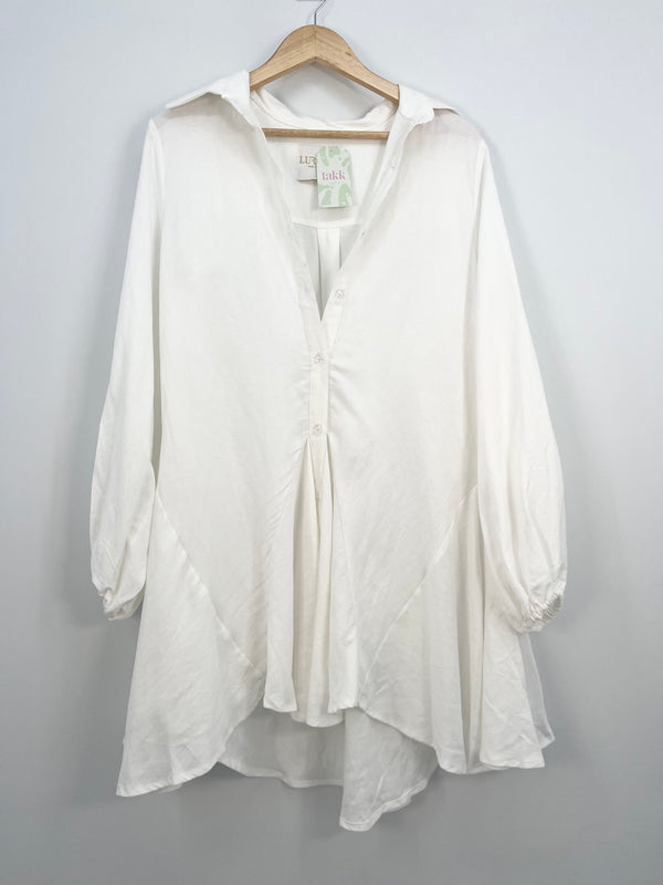 LURELLY - Robe chemise blanche en lin avec ceinture T.36