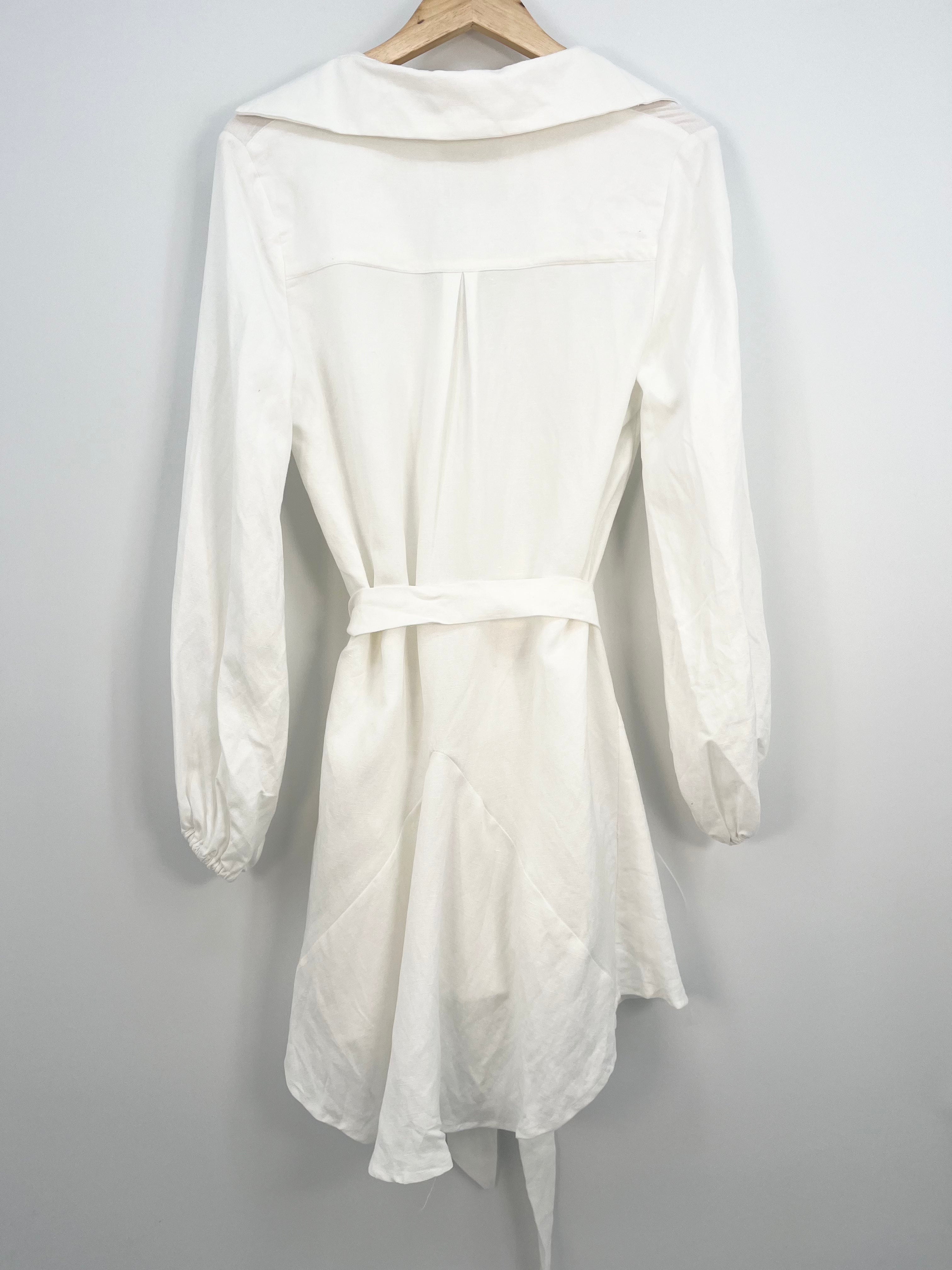 LURELLY - Robe chemise blanche en lin avec ceinture T.36