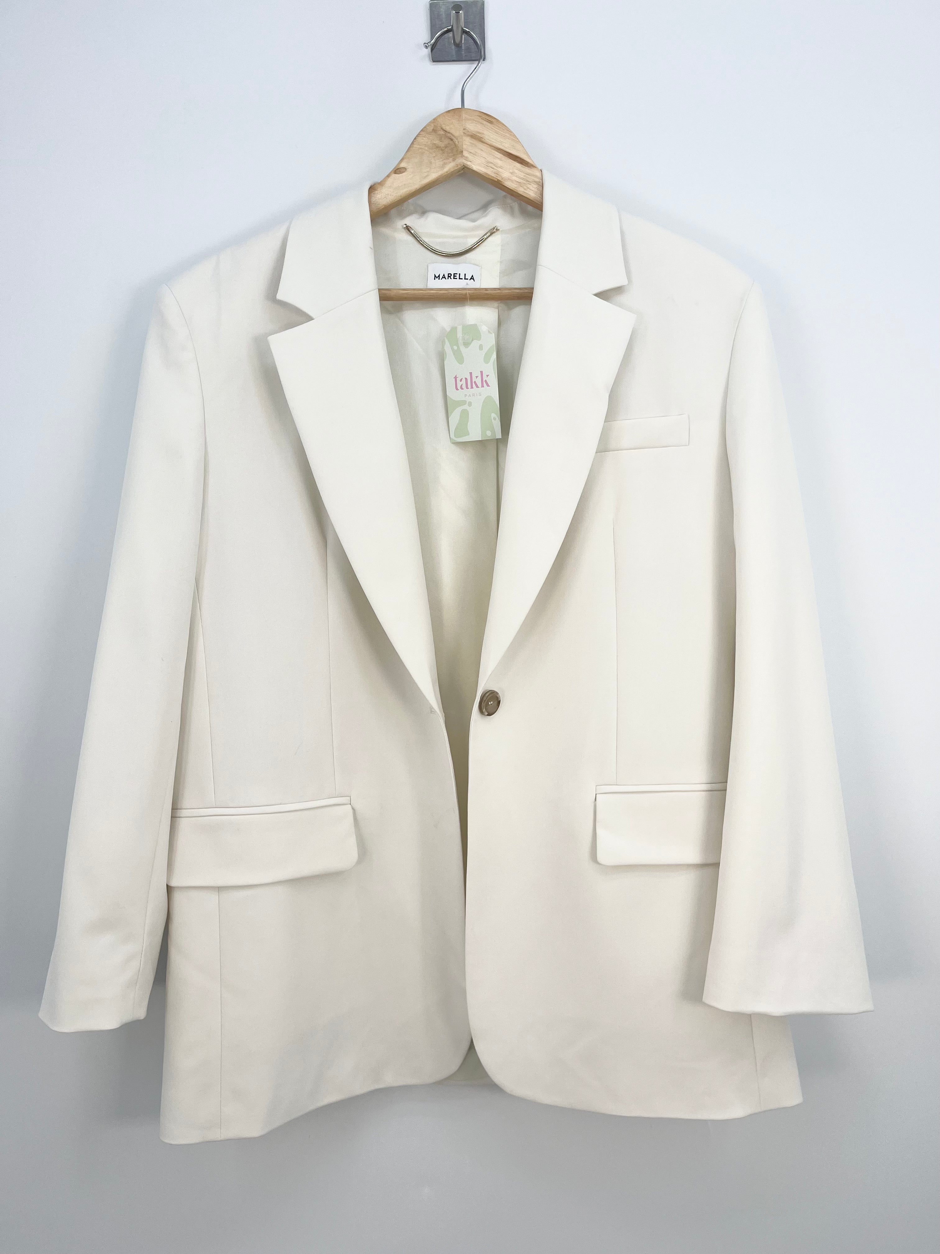 Marella - Veste de blazer blanche un seul bouton T.36