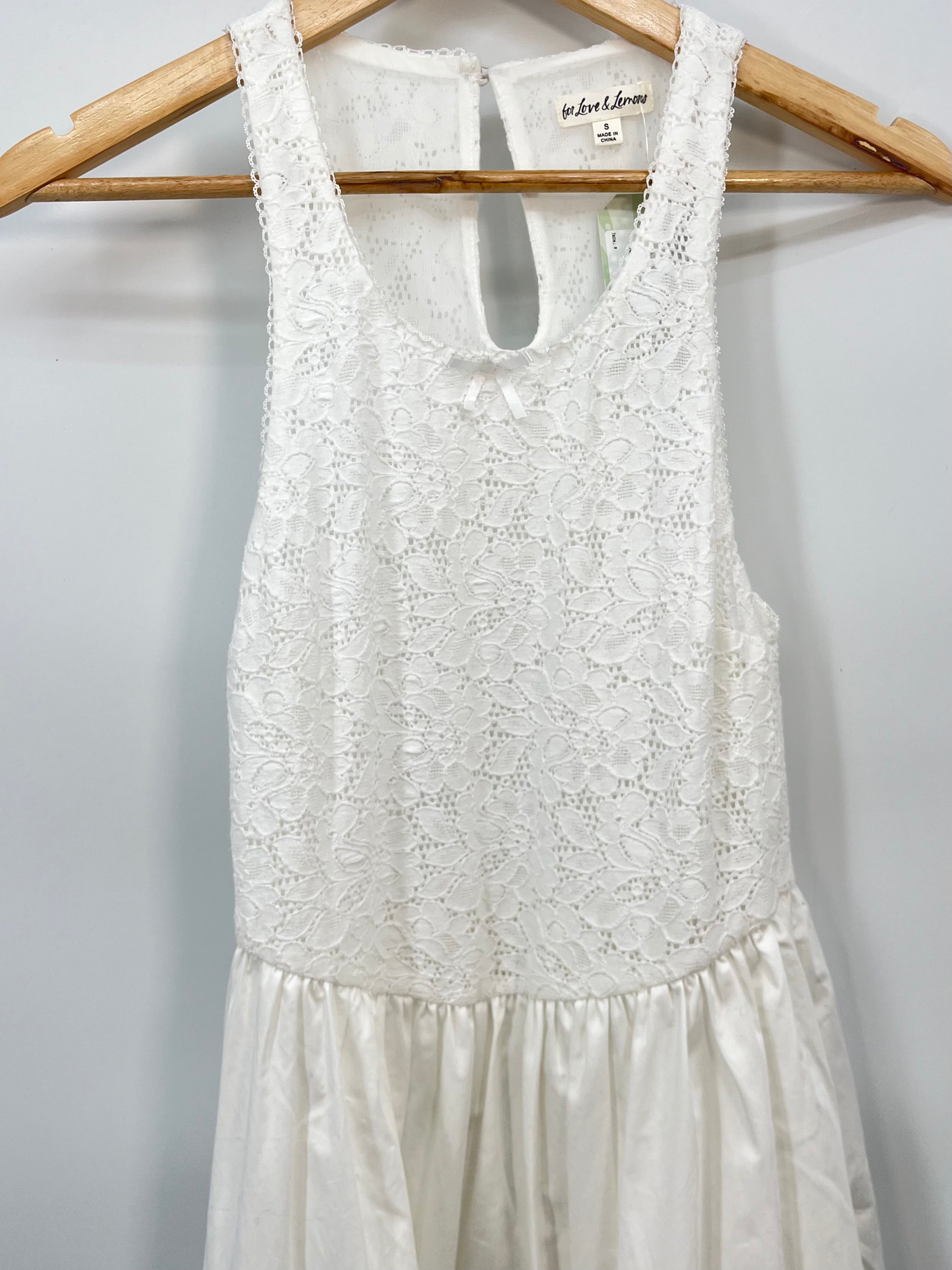 For love & lemons - Robe débardeur longue dentelle blanche T.S