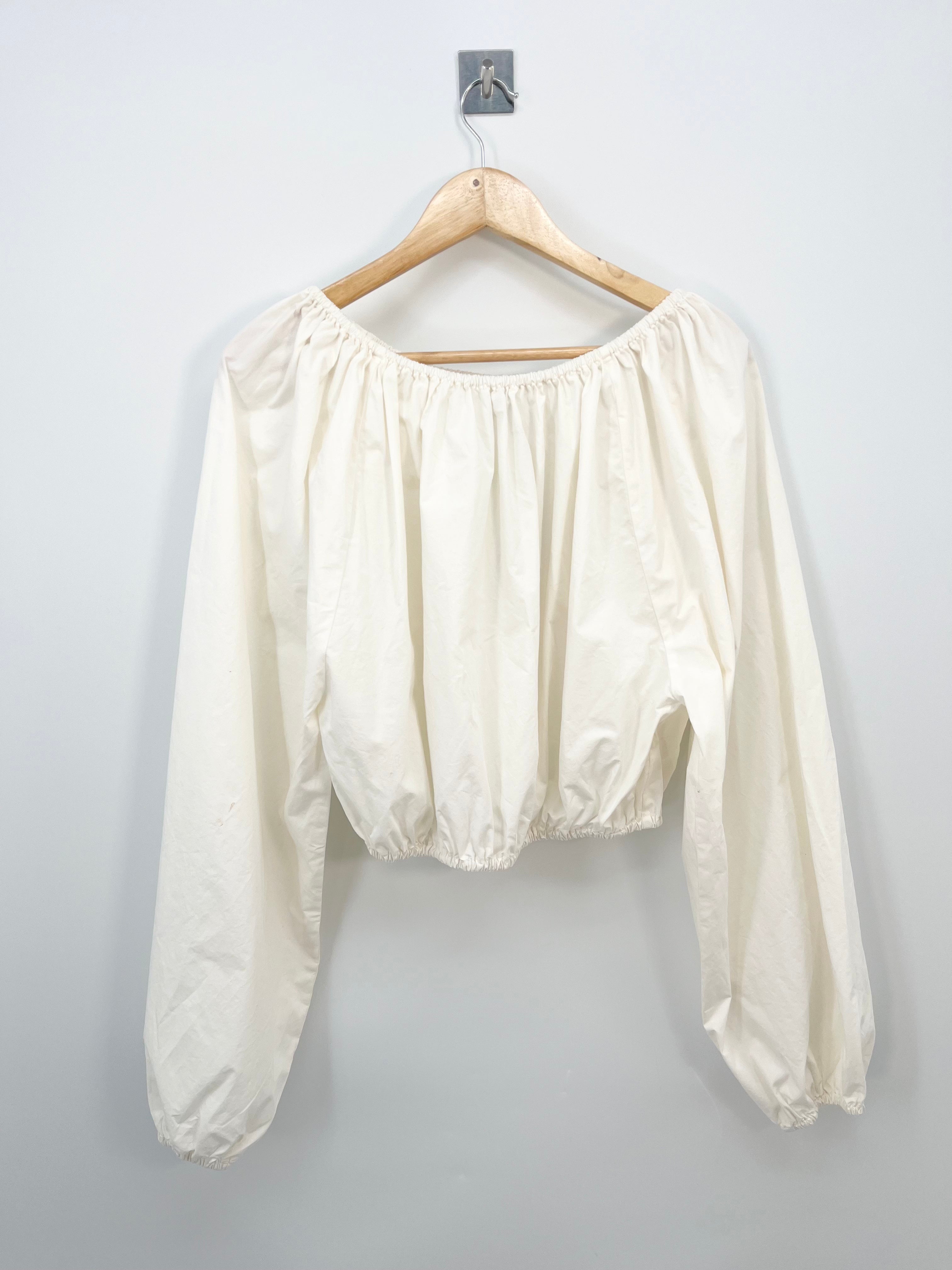 Hanne Bloch - Top ML blanc manches bouffantes en coton  T.U