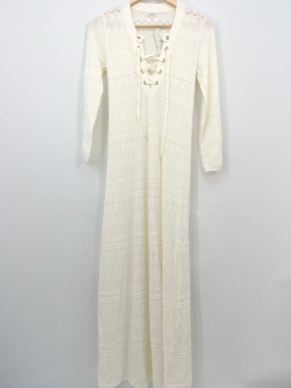 Manoush - Robe blanche ML crocheté et laçage T.XS