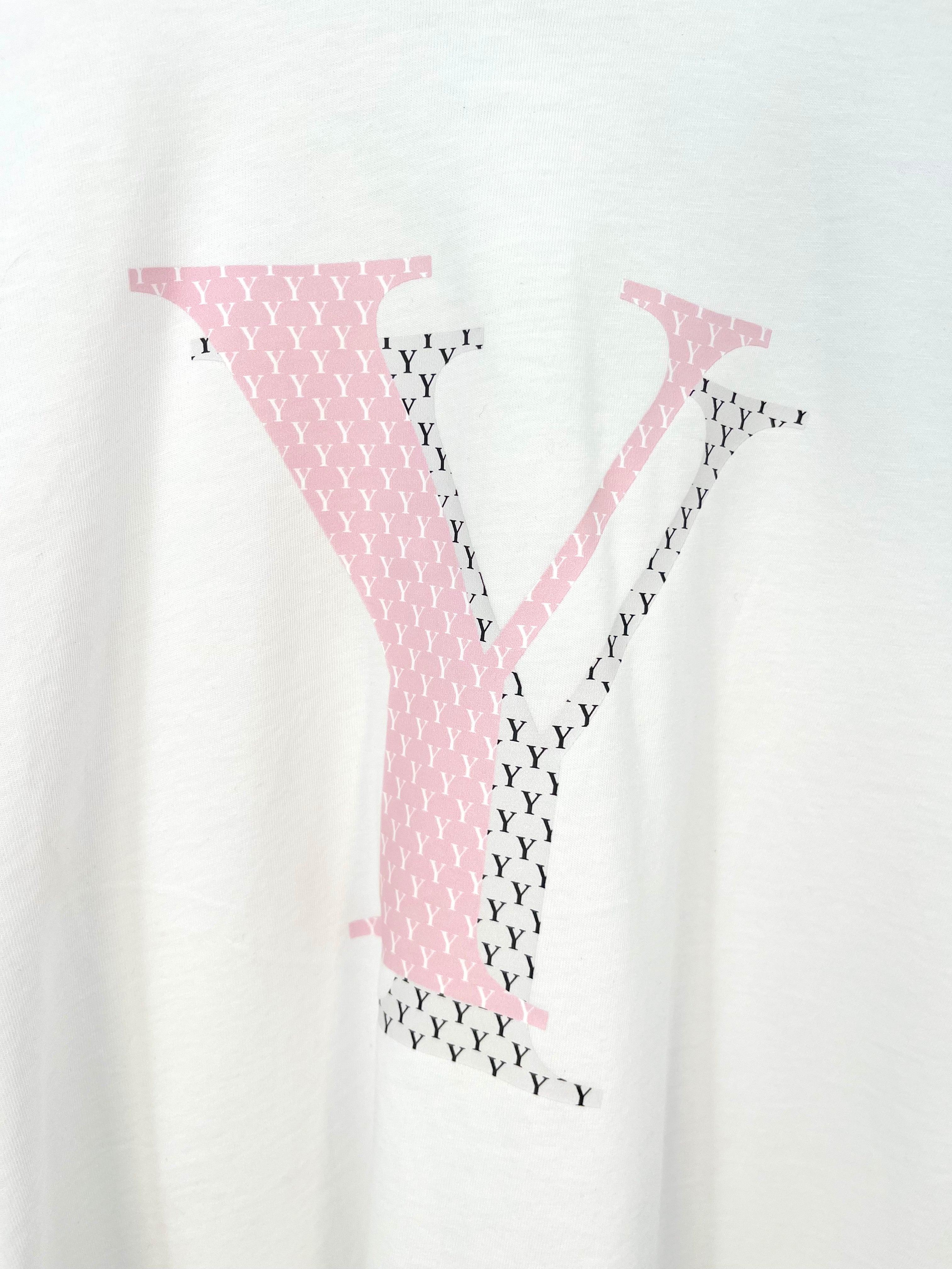 Yanina - T-shirt blanc logo Y rose T.S