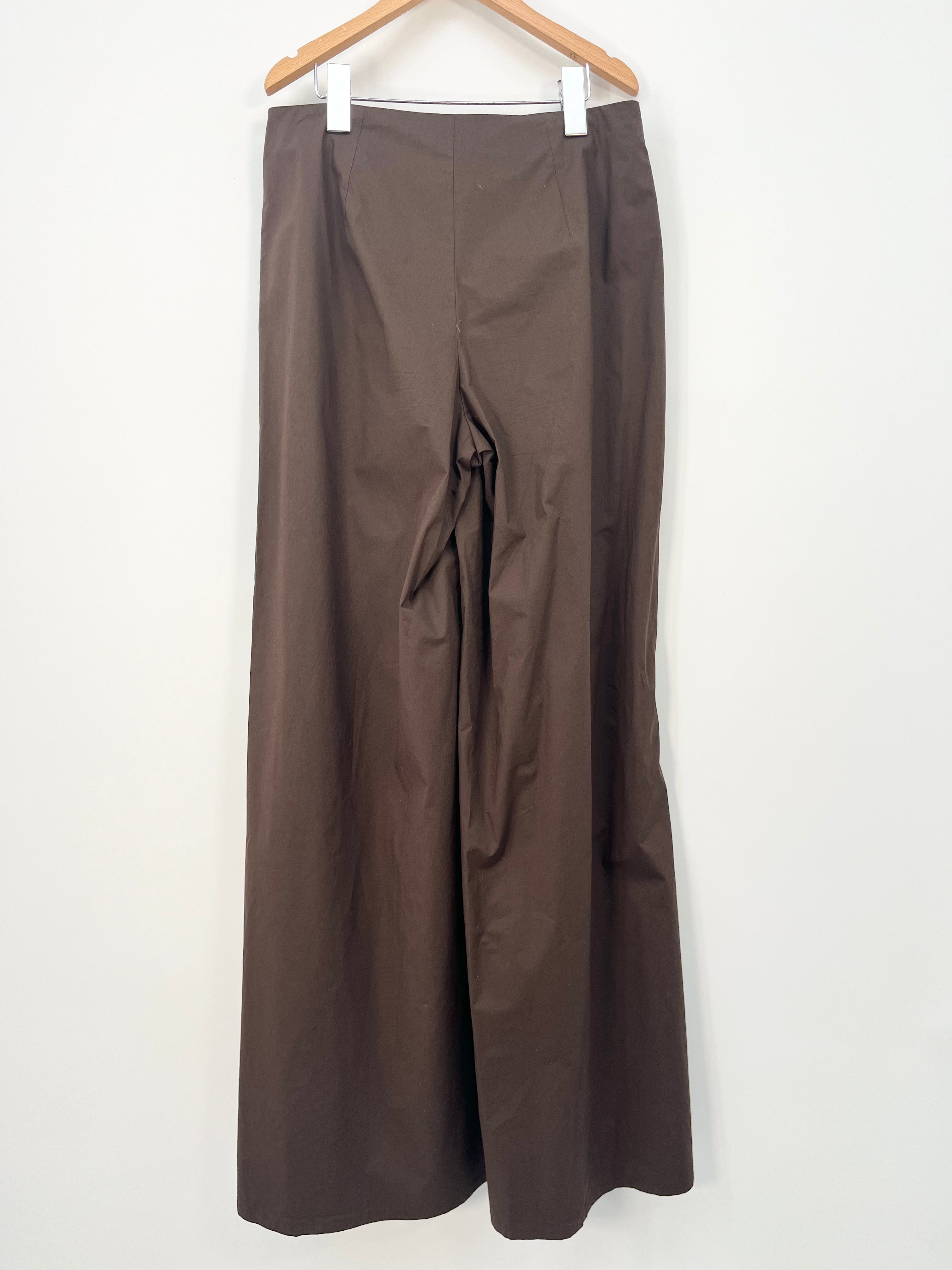 Marella - Pantalon marron large 95% coton T.36