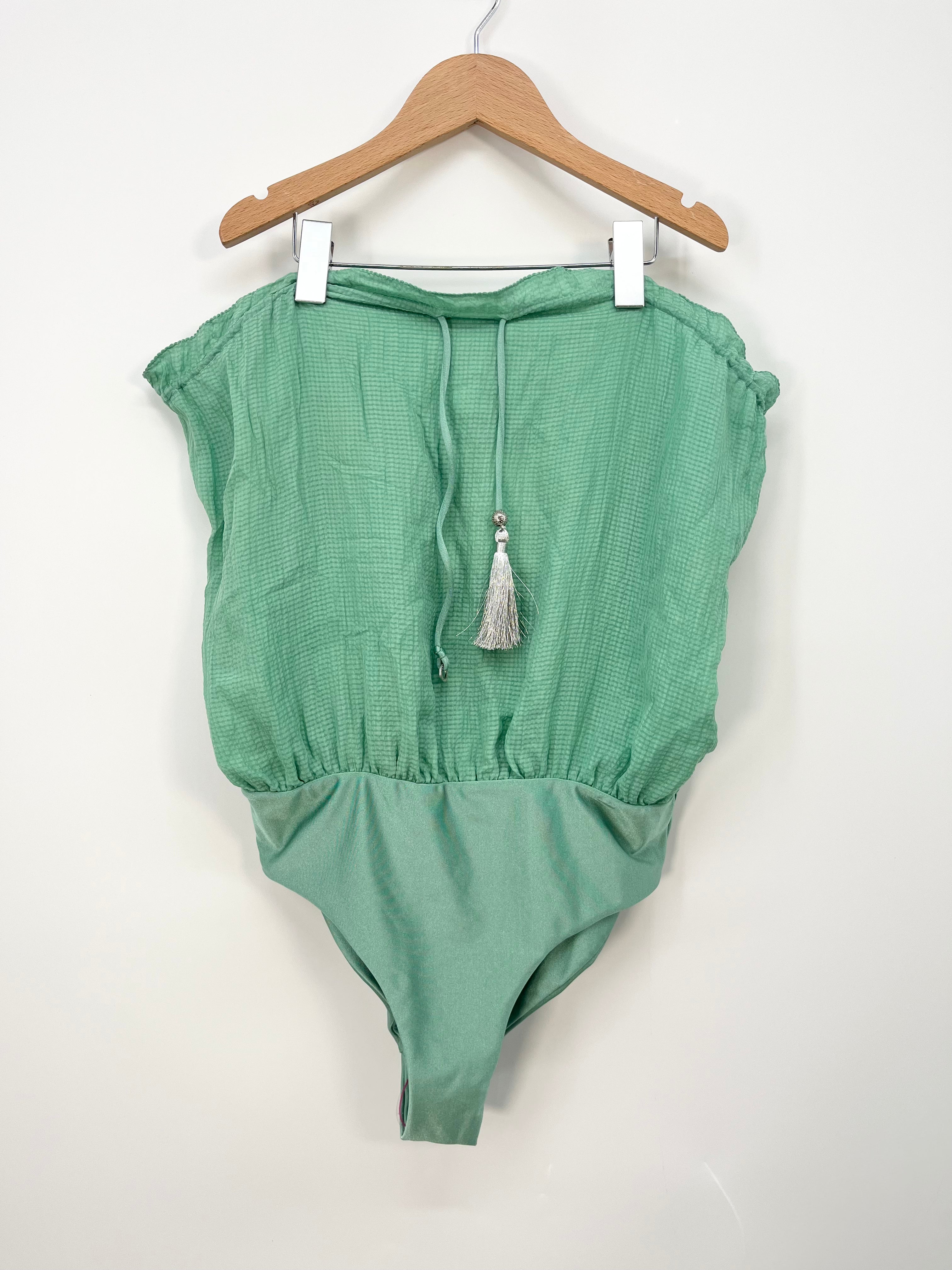 Hanne Bloch - Body/maillot de bain en soie vert d'eau neuf T.S