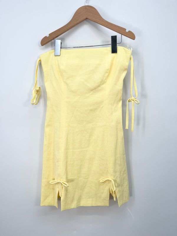 Mirae - Mini robe jaune bretelles bras noeuds nina sunshine T.36