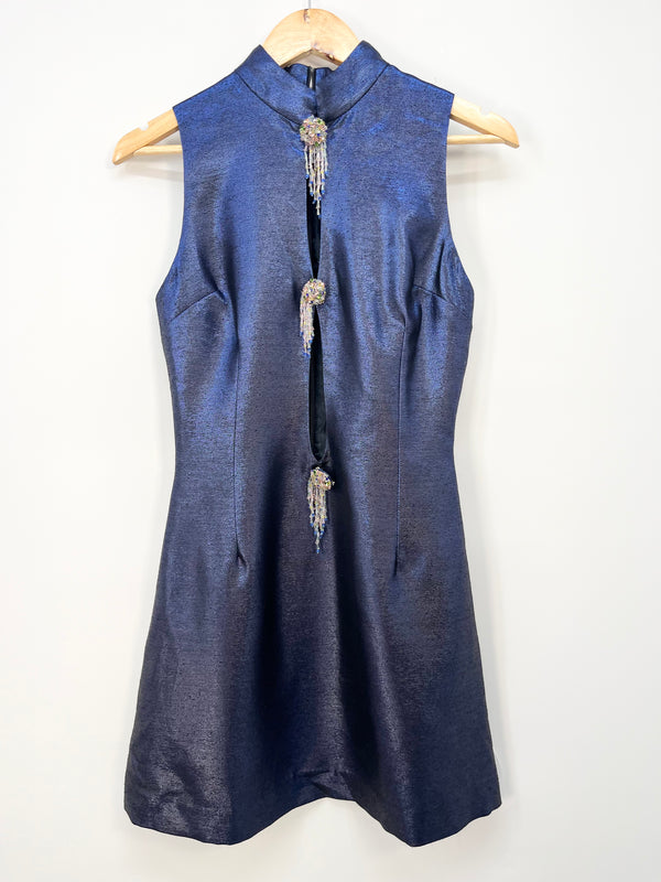 Mirae - Robe bleue brillante bijoux sans manche neuve pippina T.36