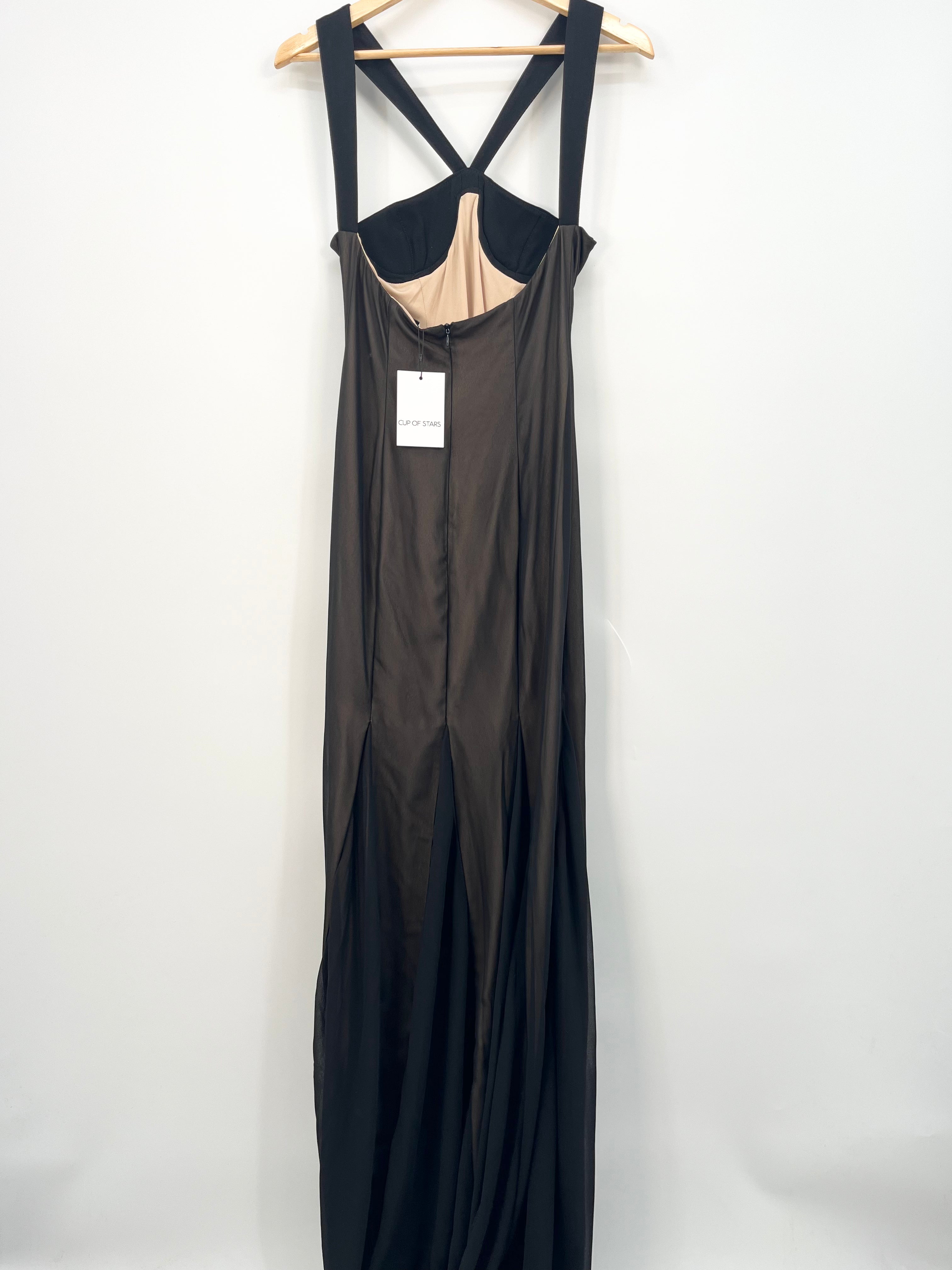 Cup of stars - Maxi robe noire bustier et jupe javots neuve T.S