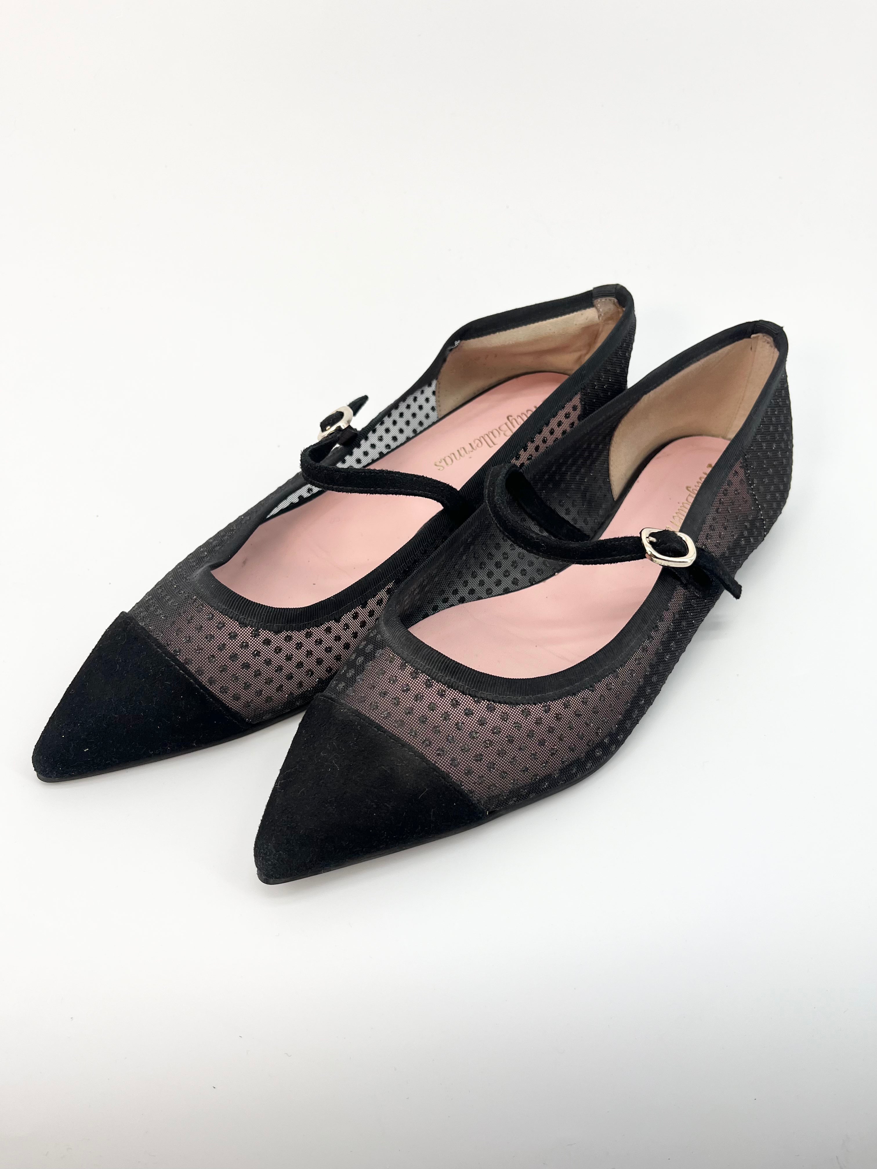 Pretty ballerinas - Ballerines pointues noires résilles T.39