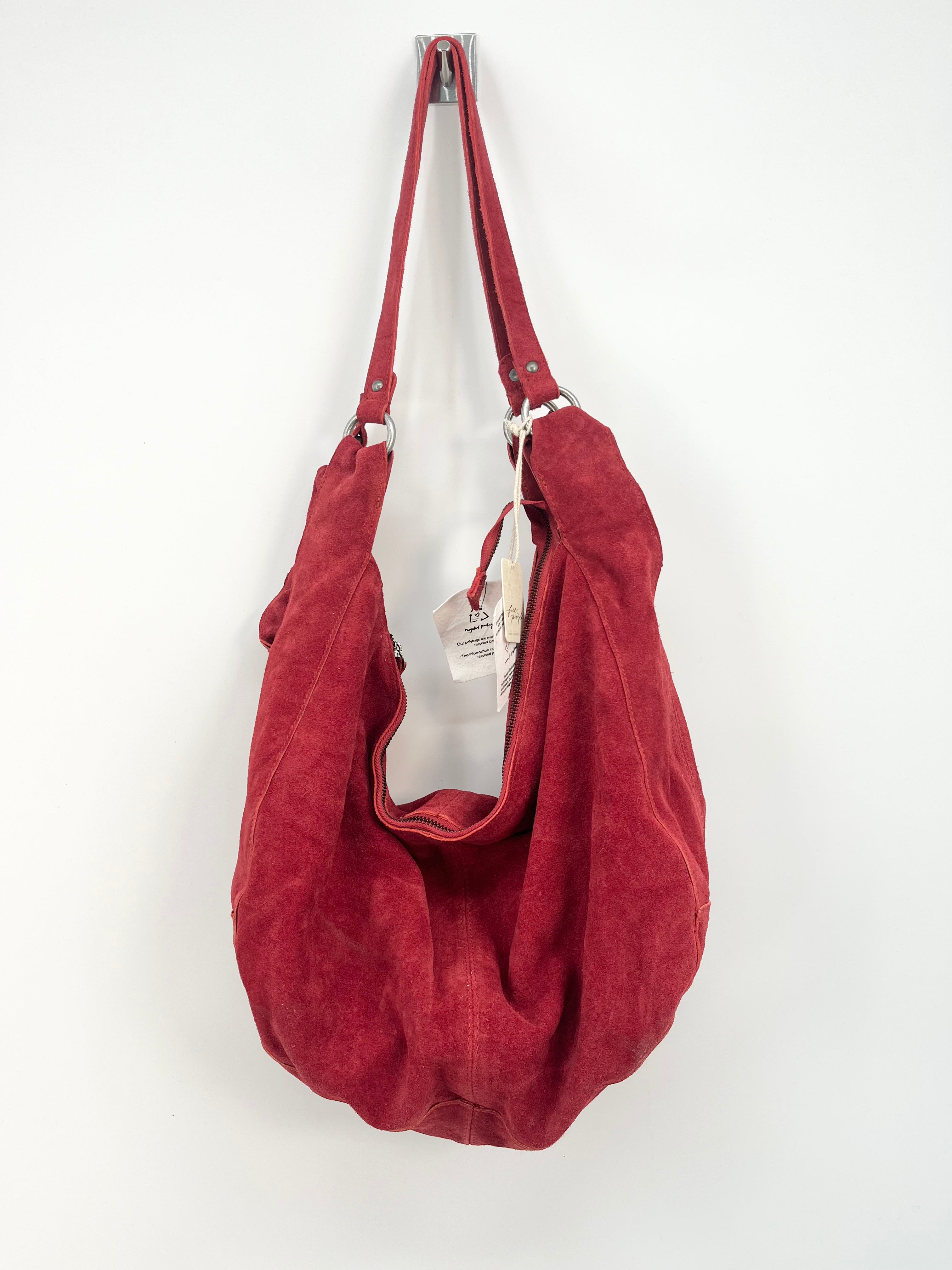 Free People - Sac en daim rouge large neuf