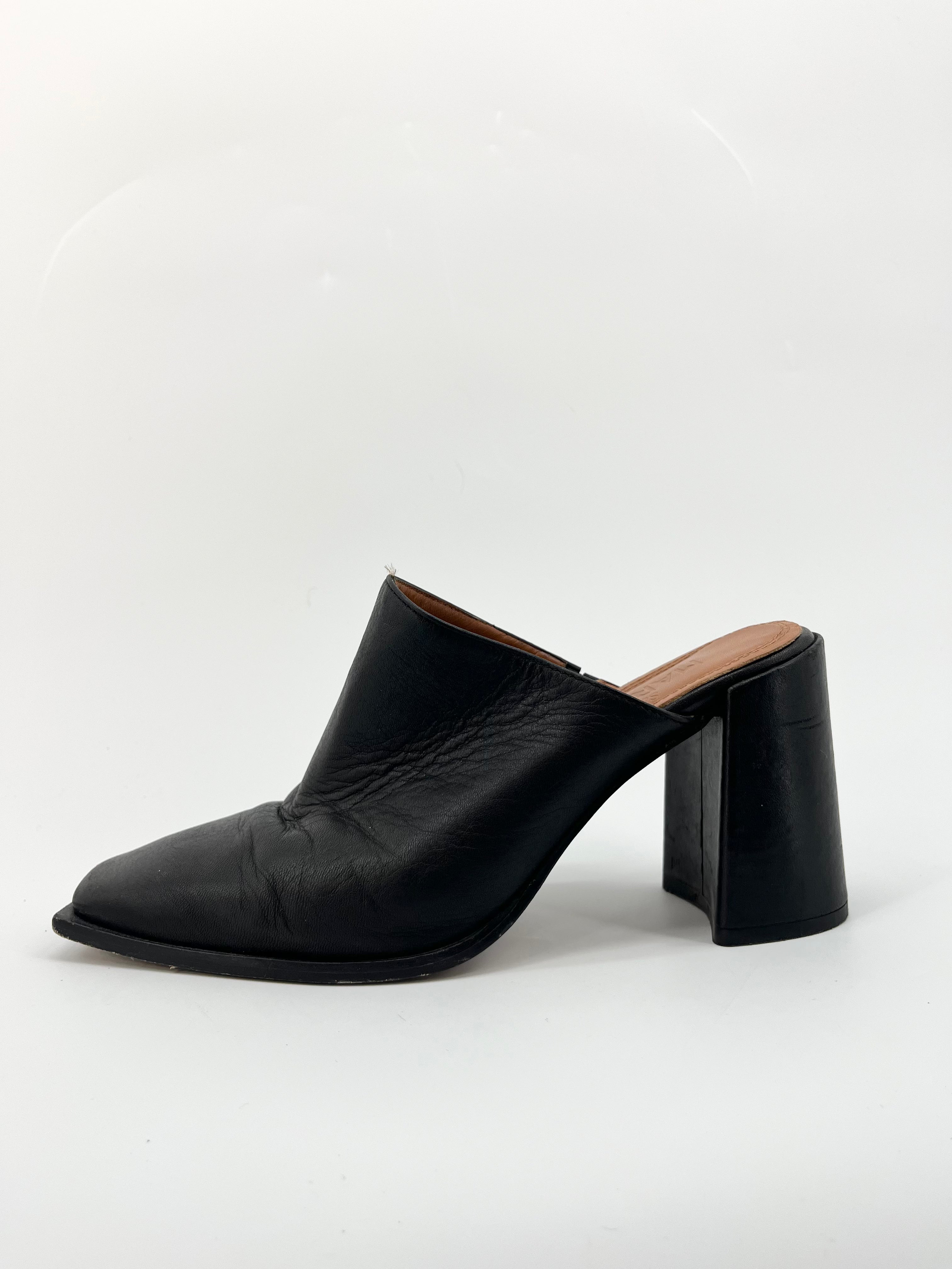 Soulier martinez - Mules en cuir noires T.39