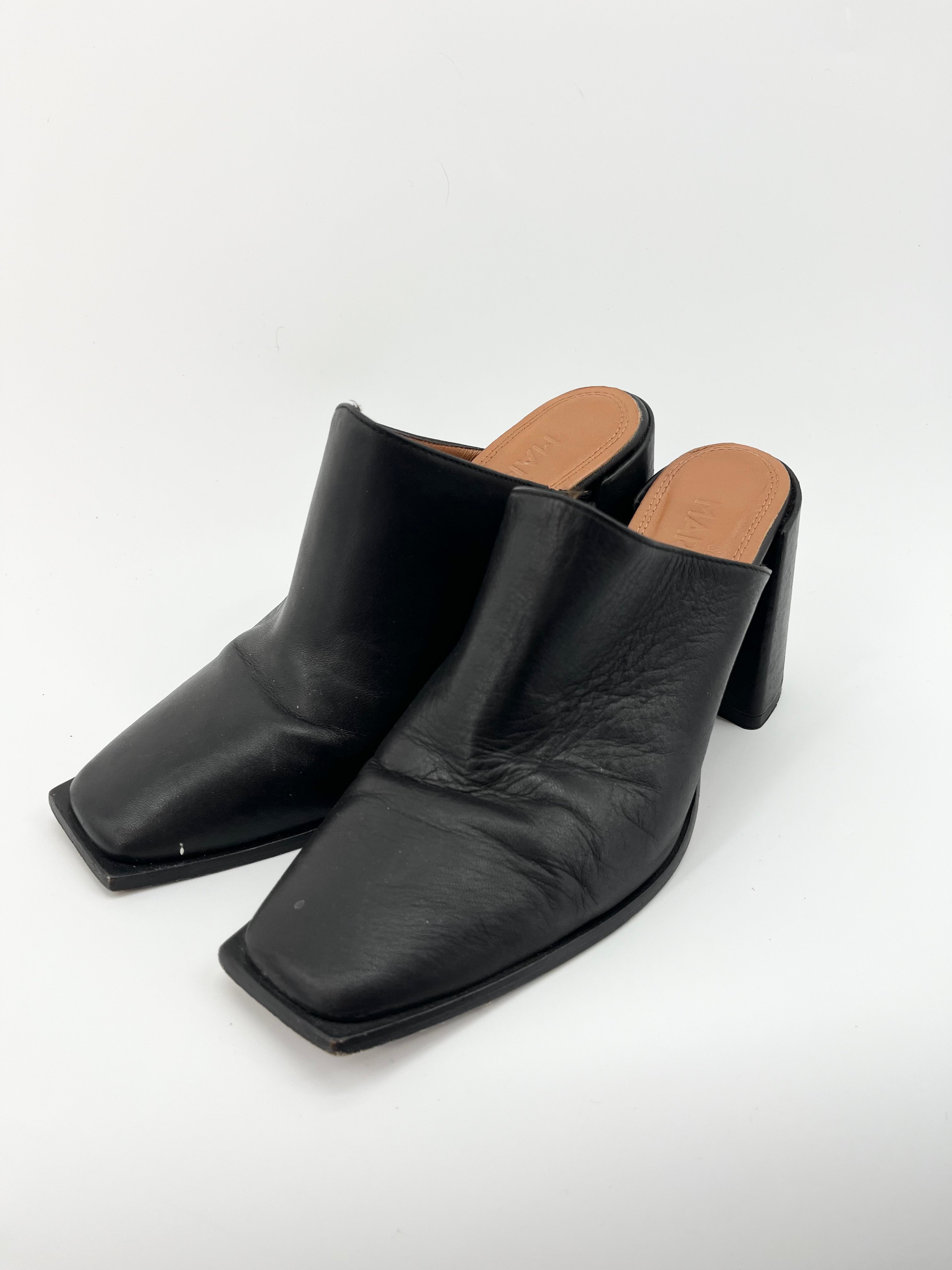 Soulier martinez - Mules en cuir noires T.39