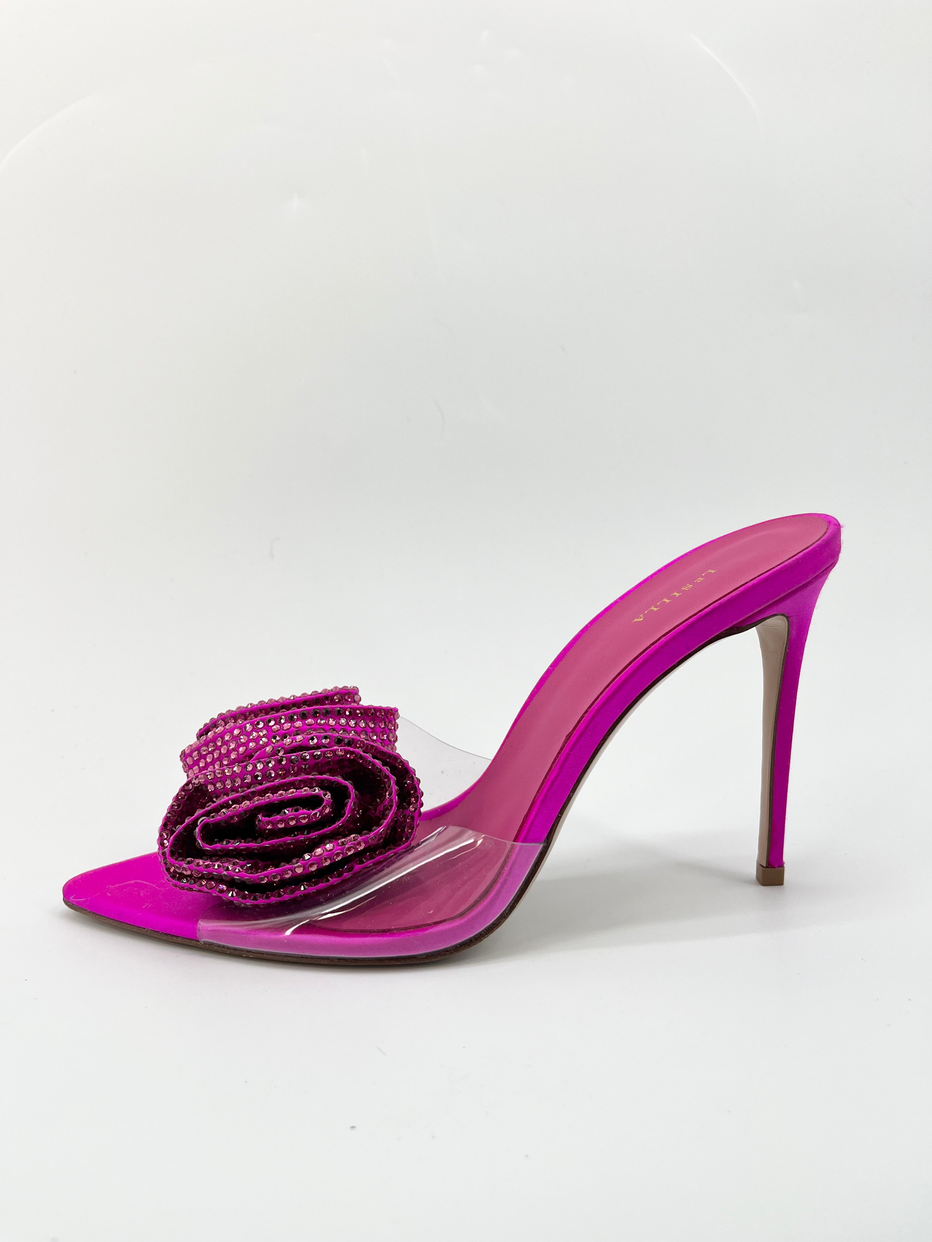 Le silla - Sandales à talons aiguille rose fushia en strass T.39