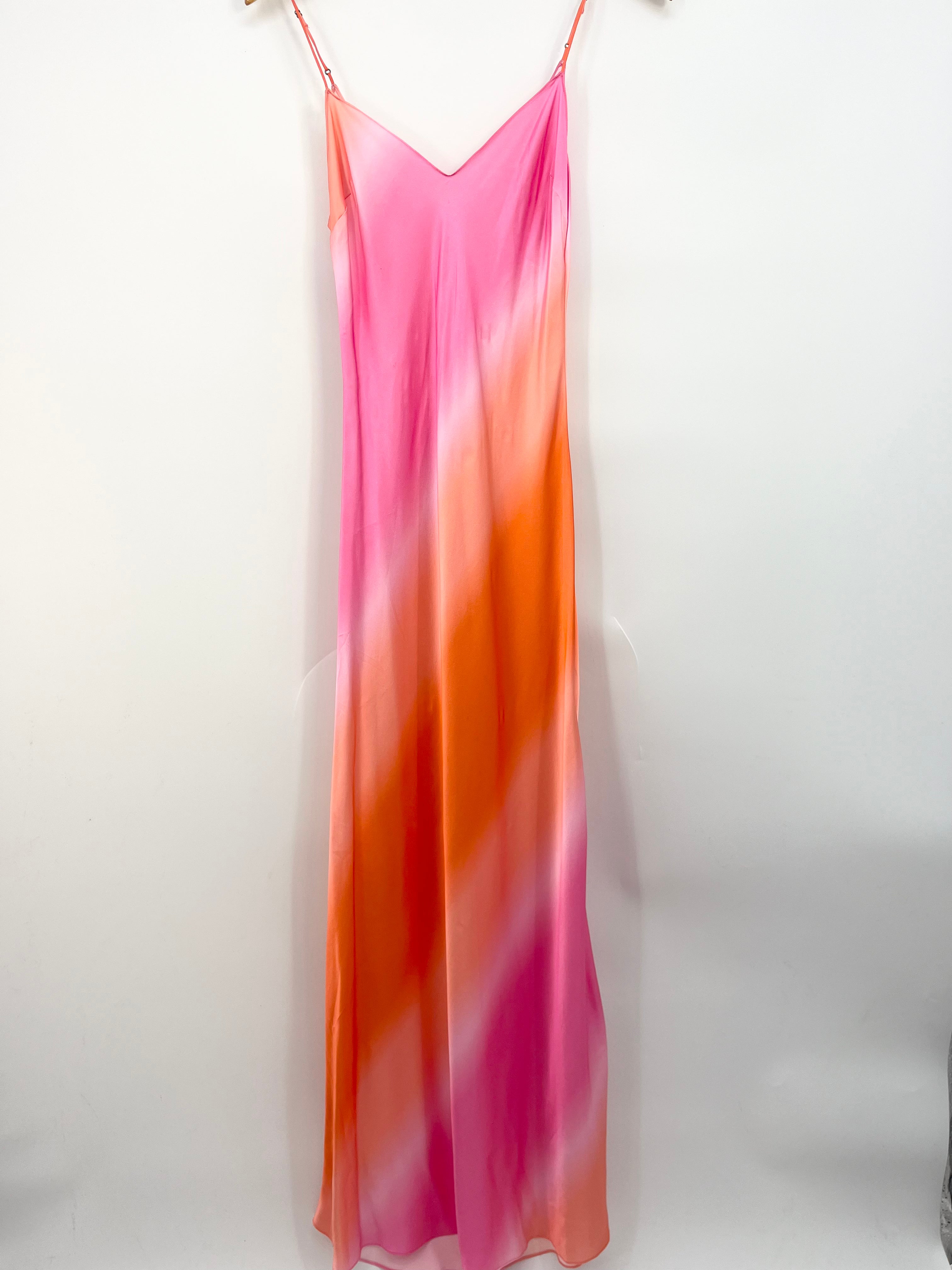 Dannijo - Robe longue tie and dye rose orange 100% soie T.S