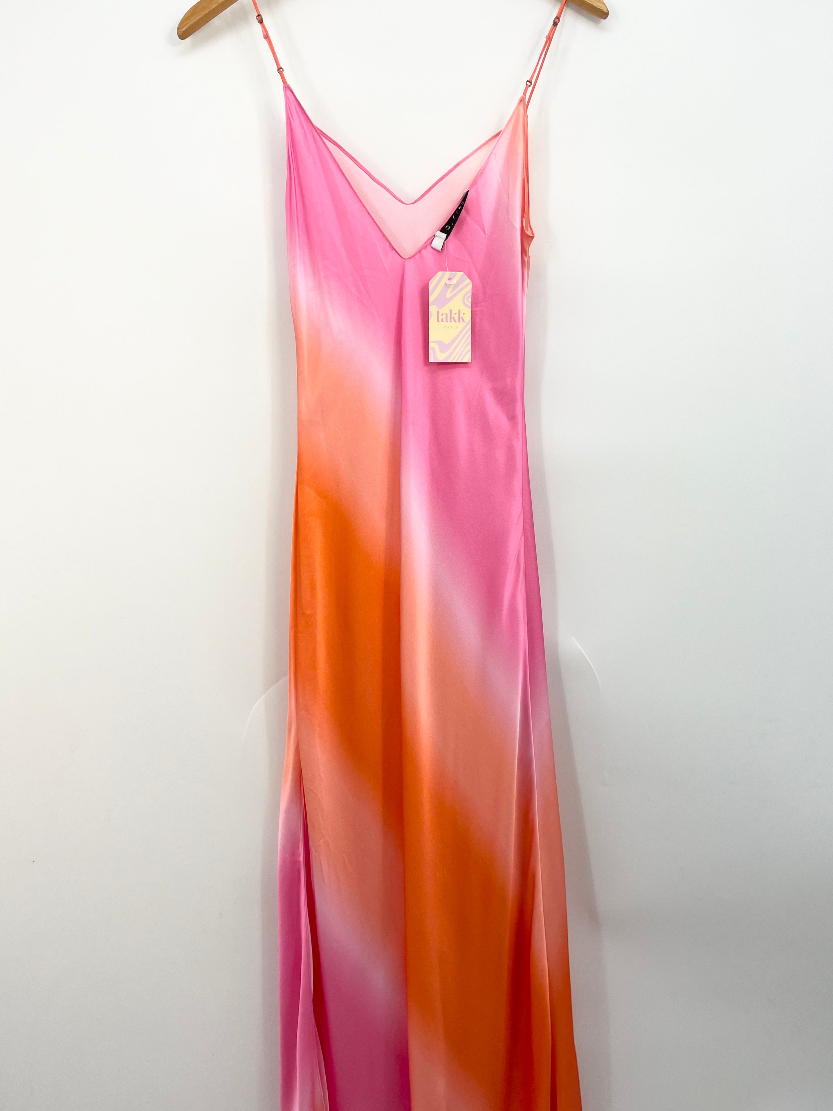 Dannijo - Robe longue tie and dye rose orange 100% soie T.S