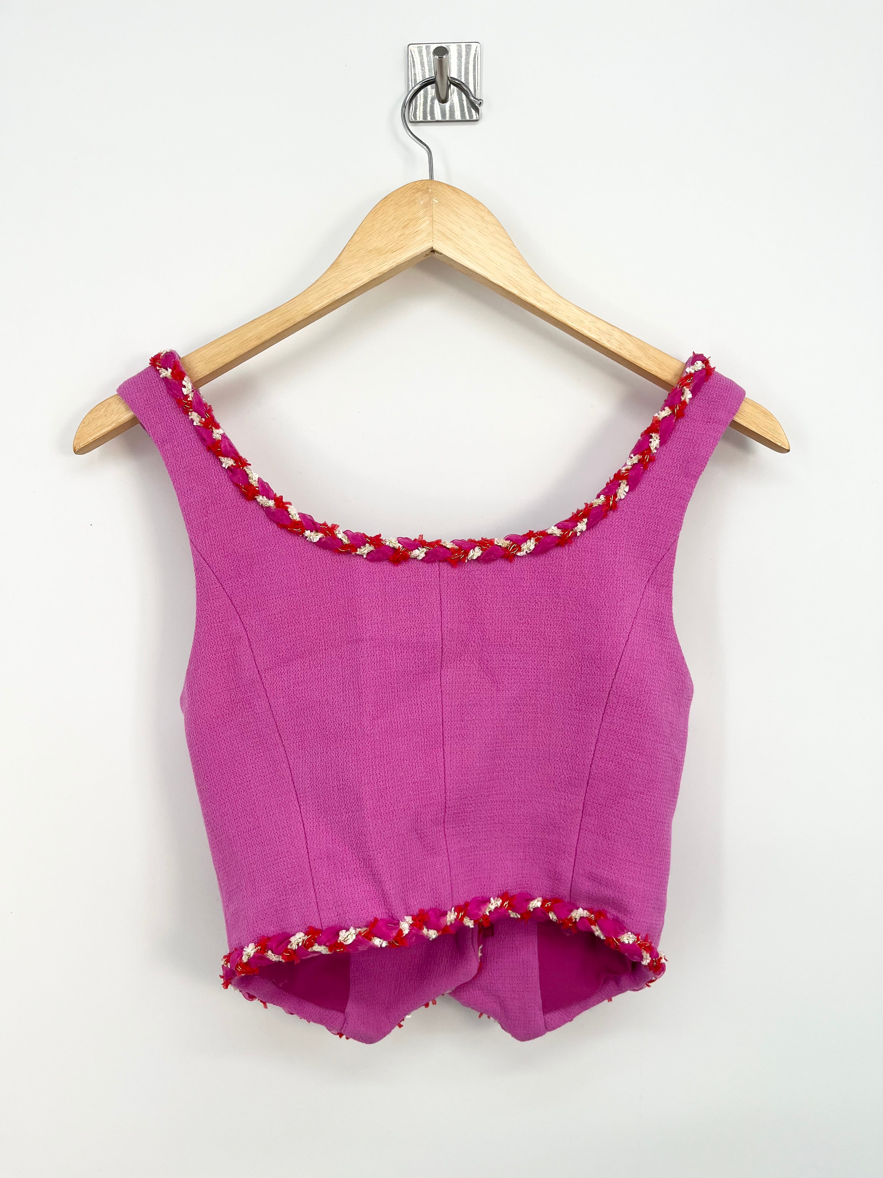 Nana Jacqueline - Top gilet sm rose violet et boutons strass T.XS