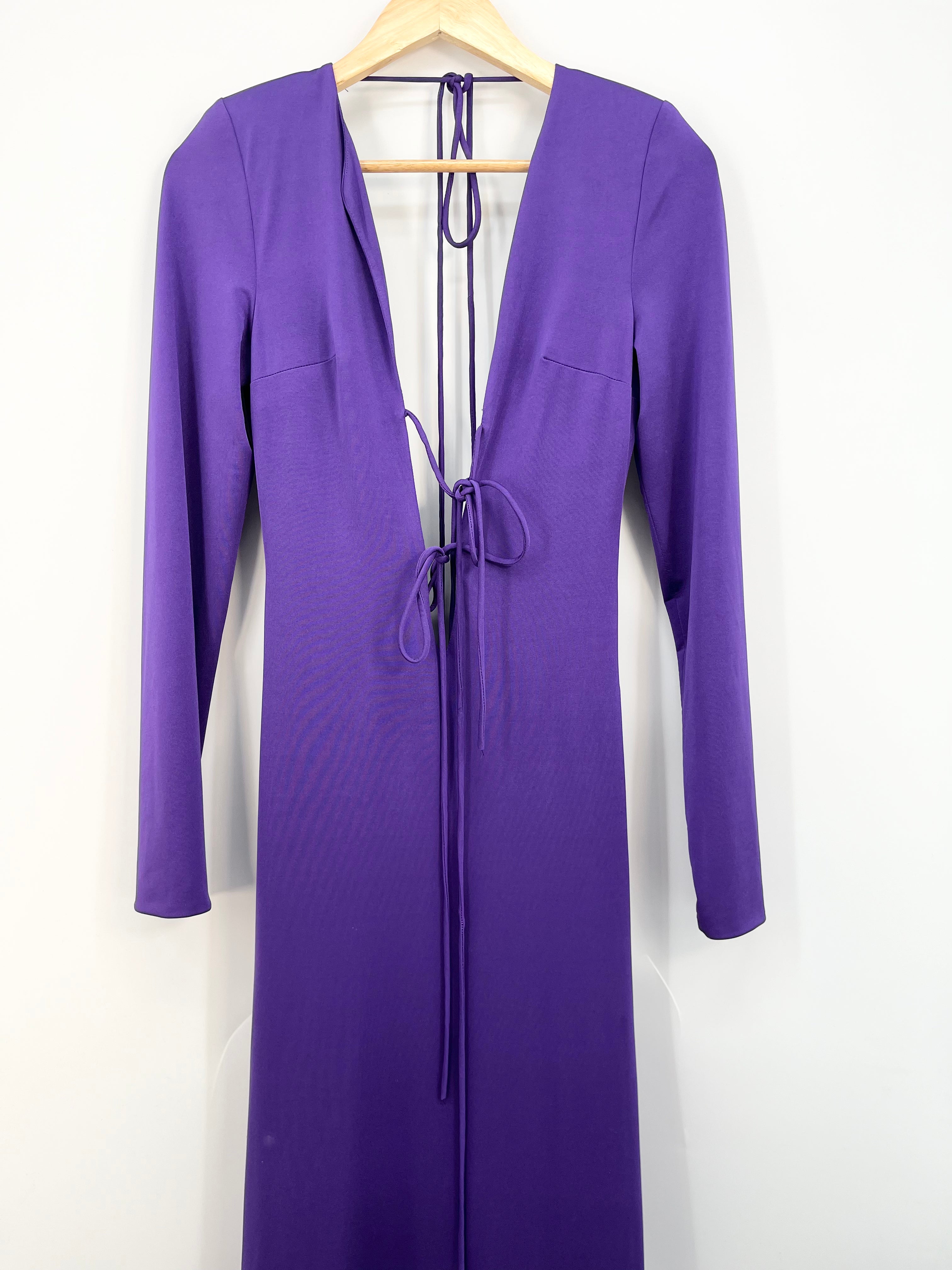 A wave studio - Robe longue violette nouée sur le devant ML T.S