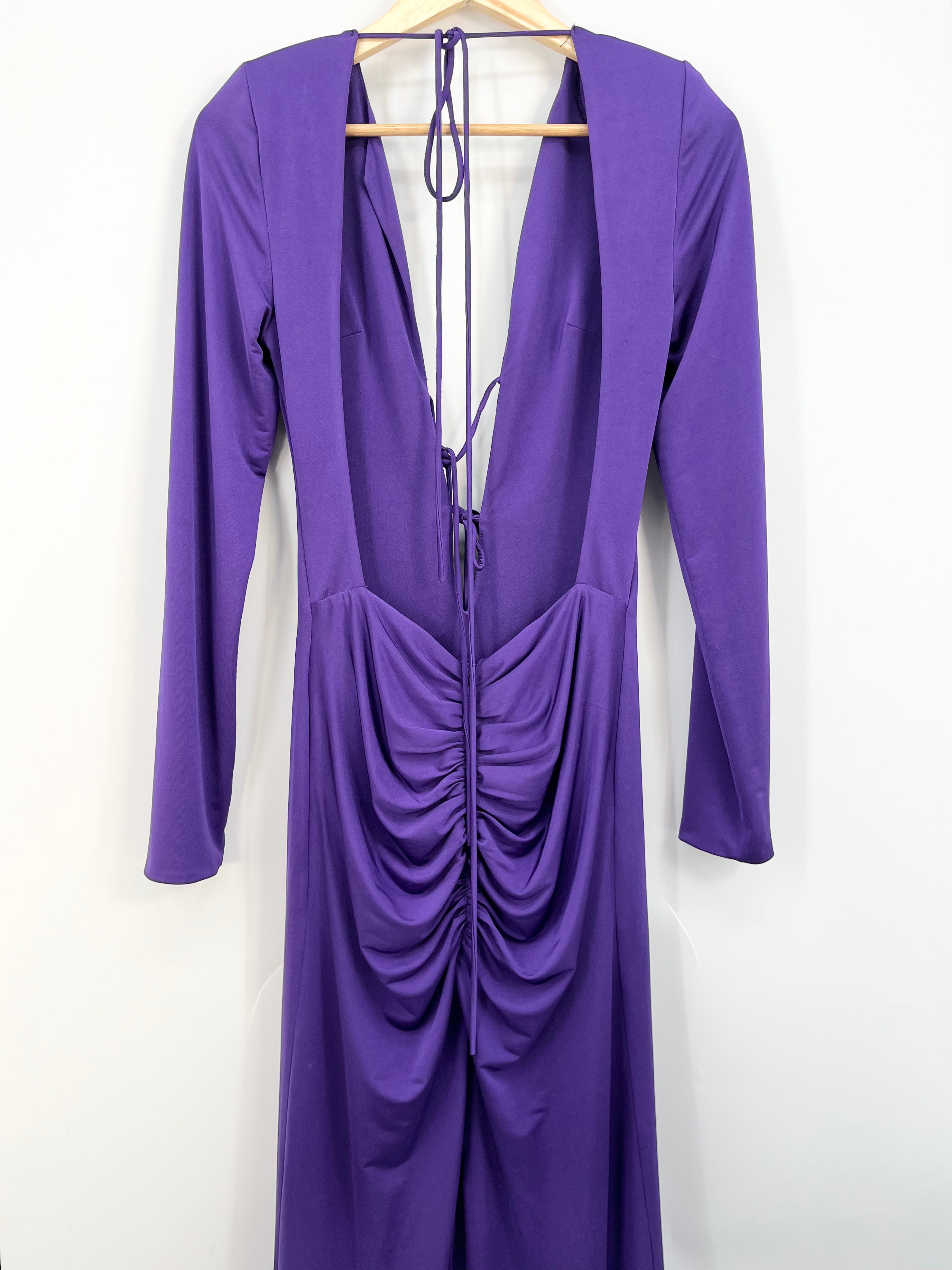 A wave studio - Robe longue violette nouée sur le devant ML T.S