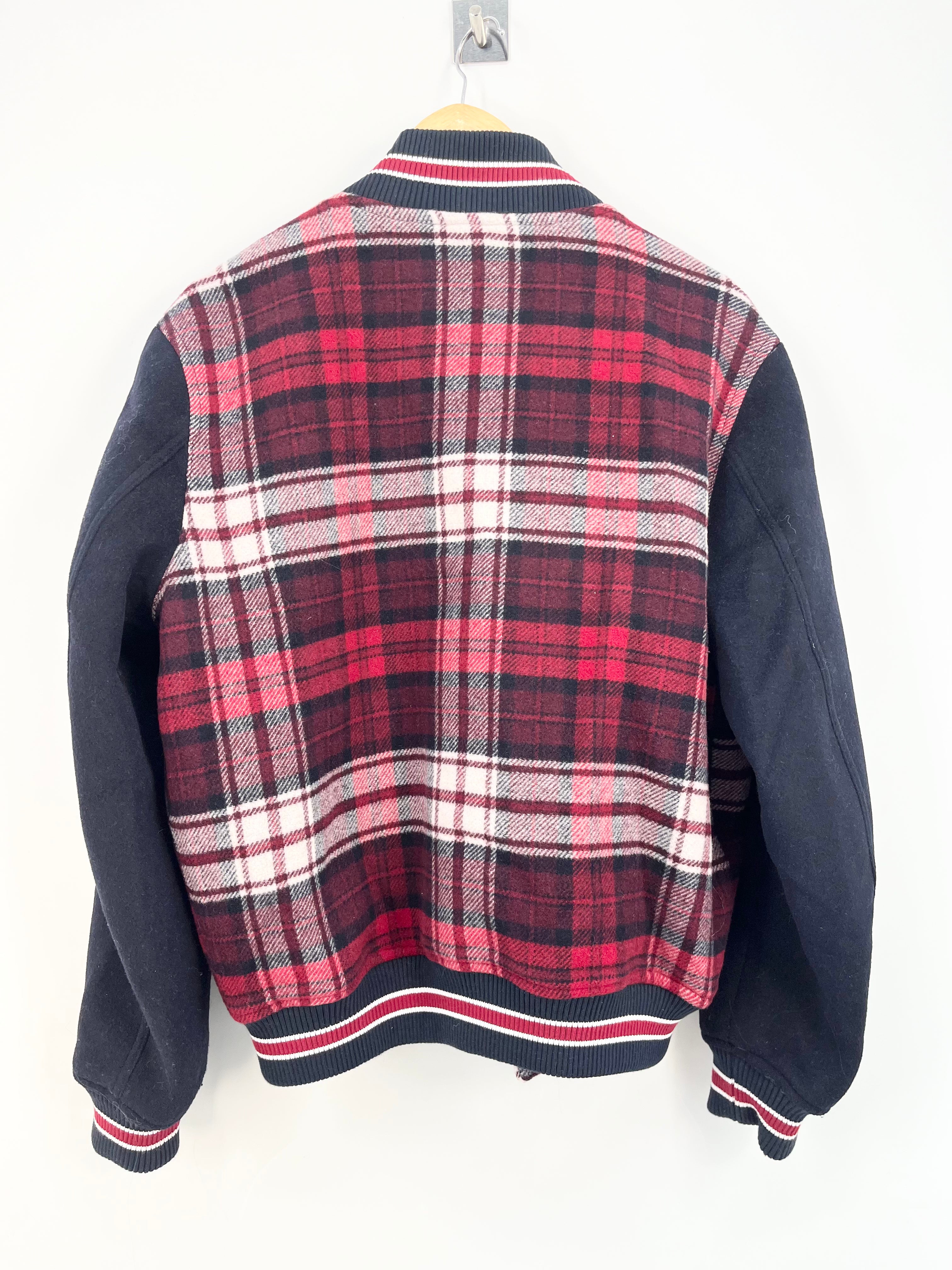 Tommy hilfiger - Veste bomber oversize tartan rouge et bleu marine T.S