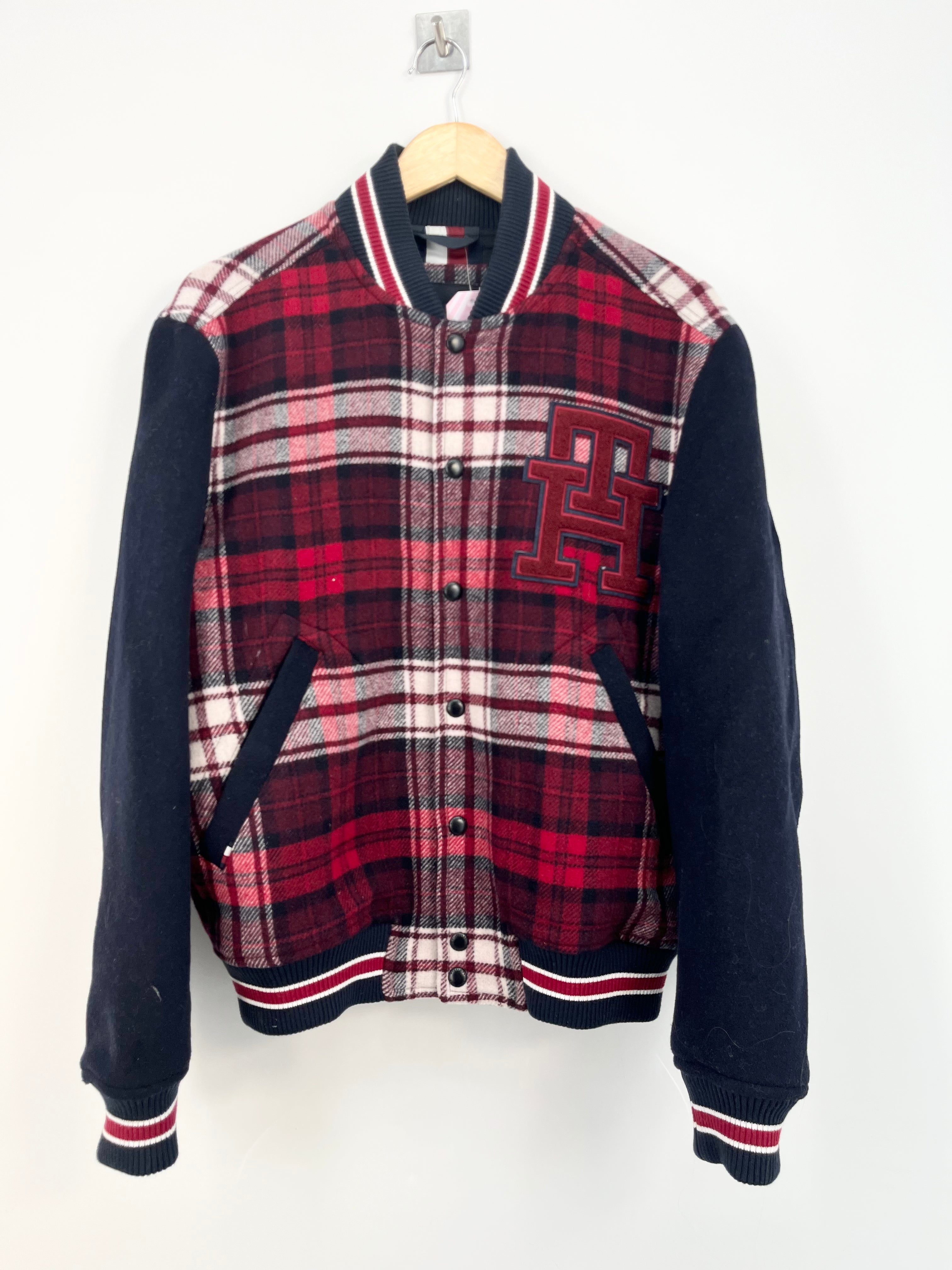 Tommy hilfiger - Veste bomber oversize tartan rouge et bleu marine T.S