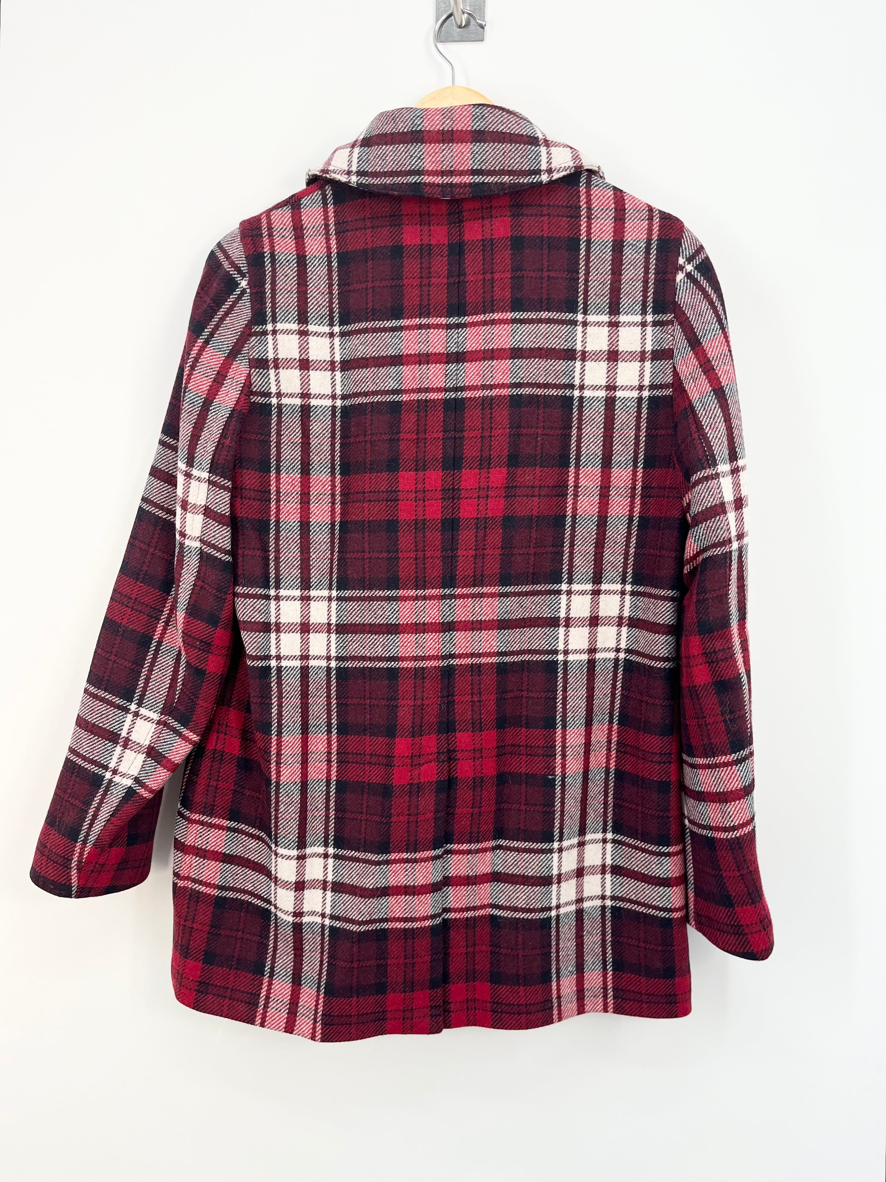 Tommy Hilfiger - Manteau caban tartan rouge et bleu marine T.36