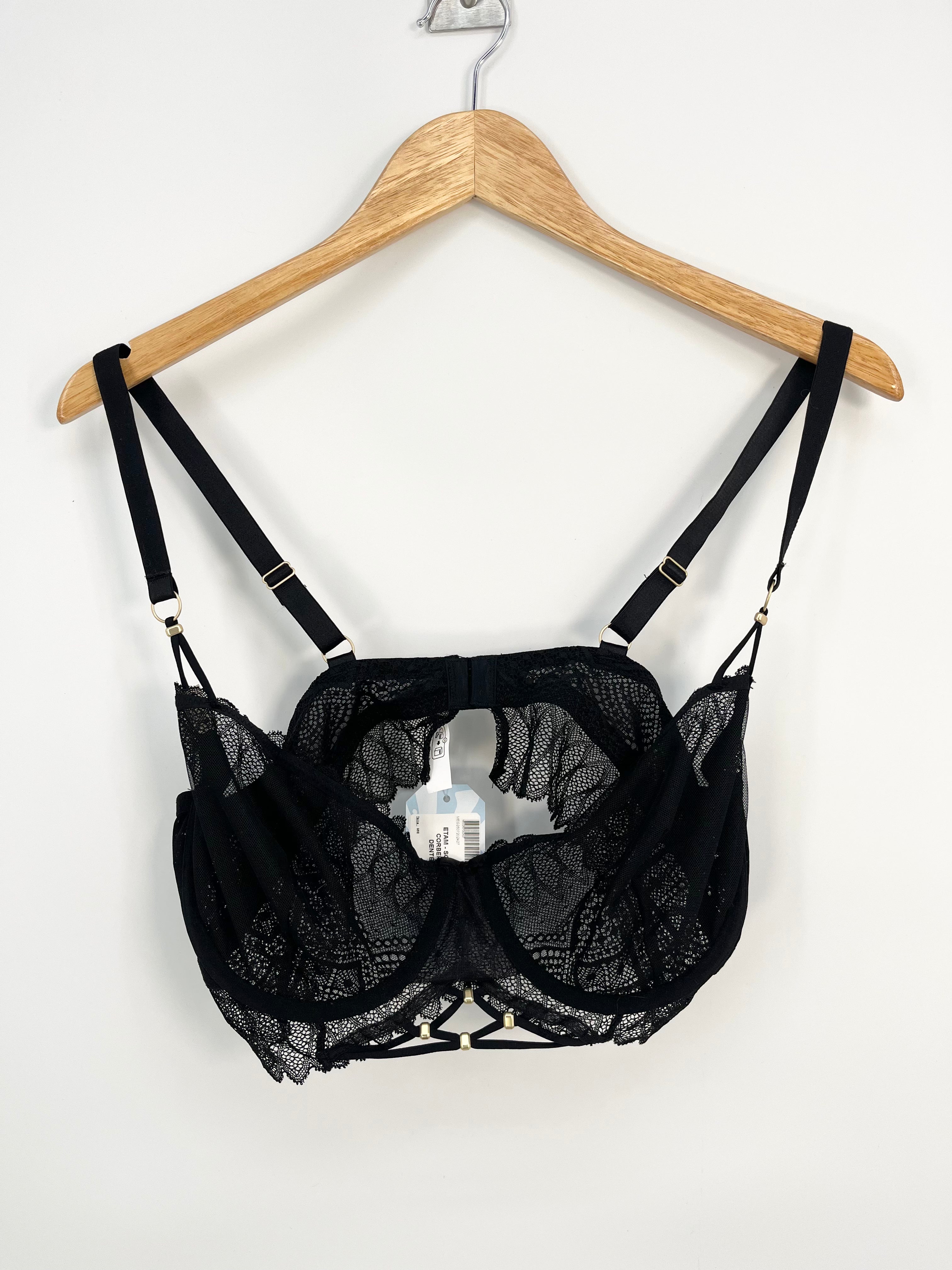 Etam - Soutien gorge corbeille noire en dentelle T.95E