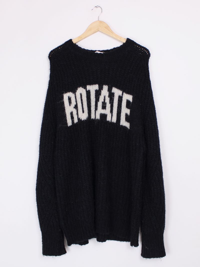 Rotate - Pull tricoté laine et mohair noir T.40