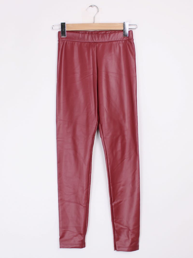 Calzedonia - Pantalon simili cuir rouge foncé T.S
