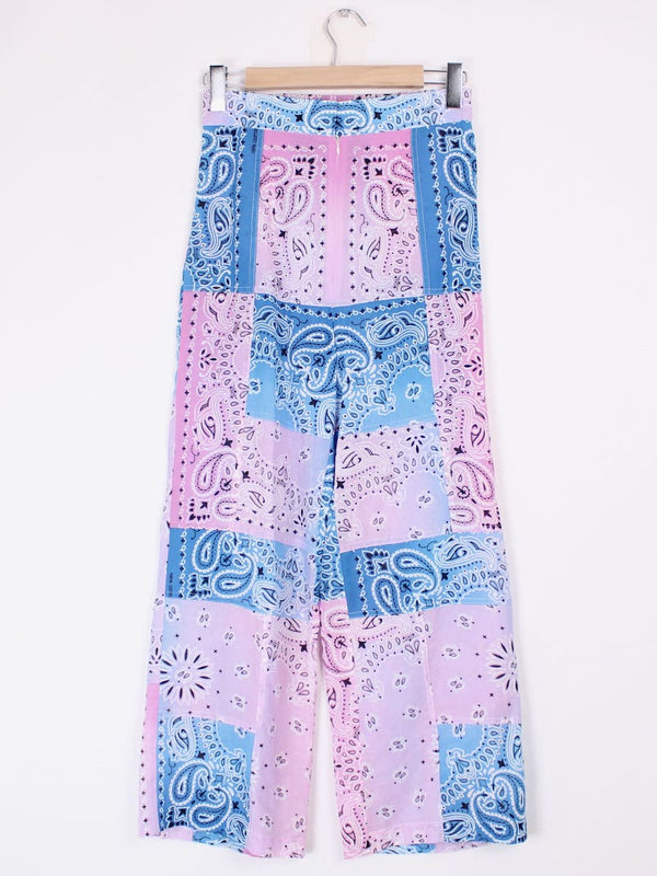Arizona Love - Pantalon léger rose et bleu motifs cachemire T.38