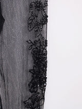 Pinko - Pantalon tulle transparent noir motifs strass T.XS