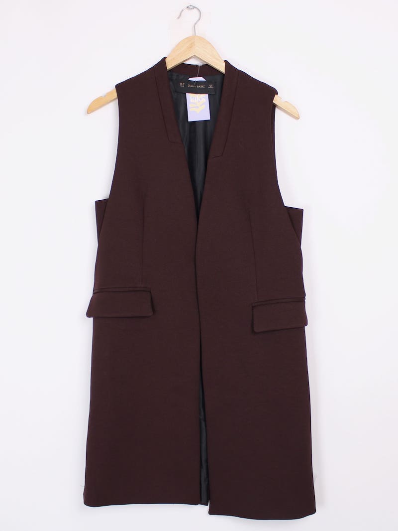 Zara - Manteau marron sans manche T.XS