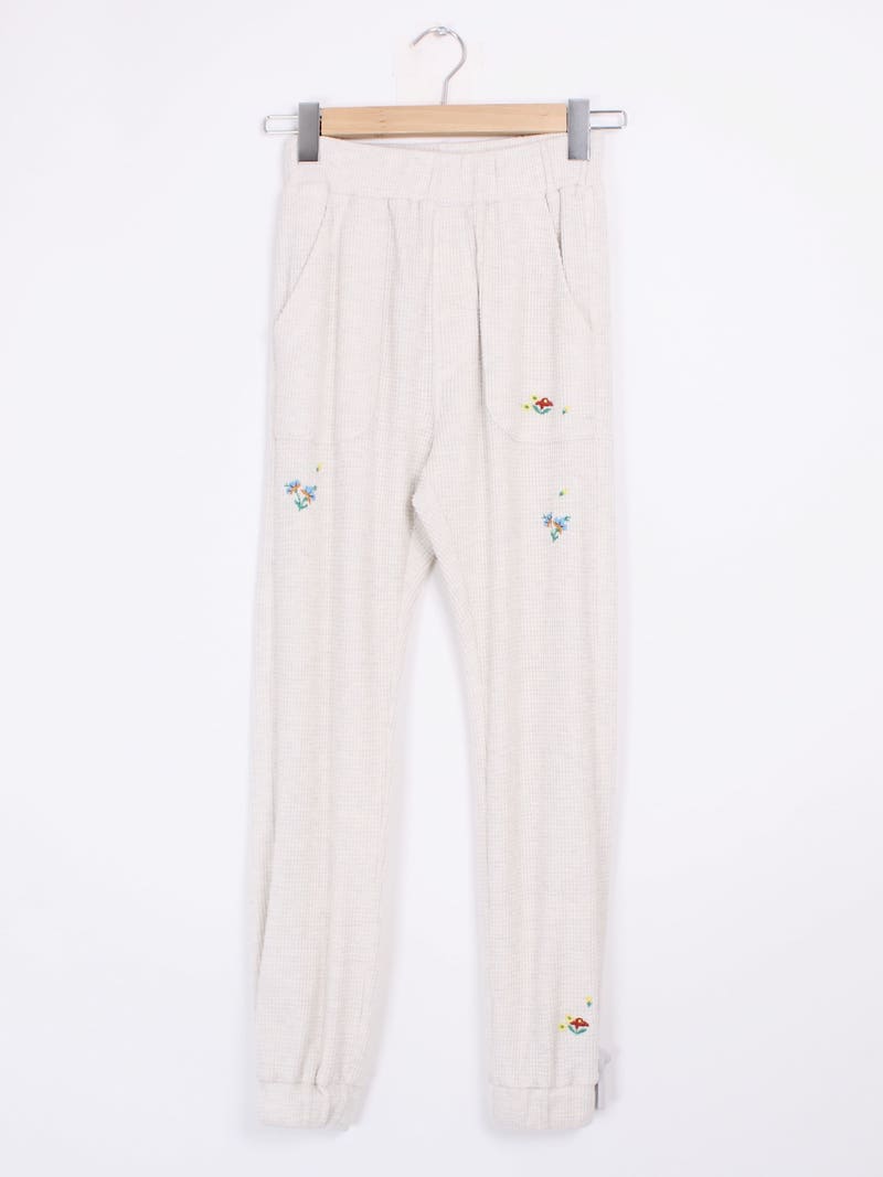 Mother - Pantalon blanc nid d'abeille broderies T.S