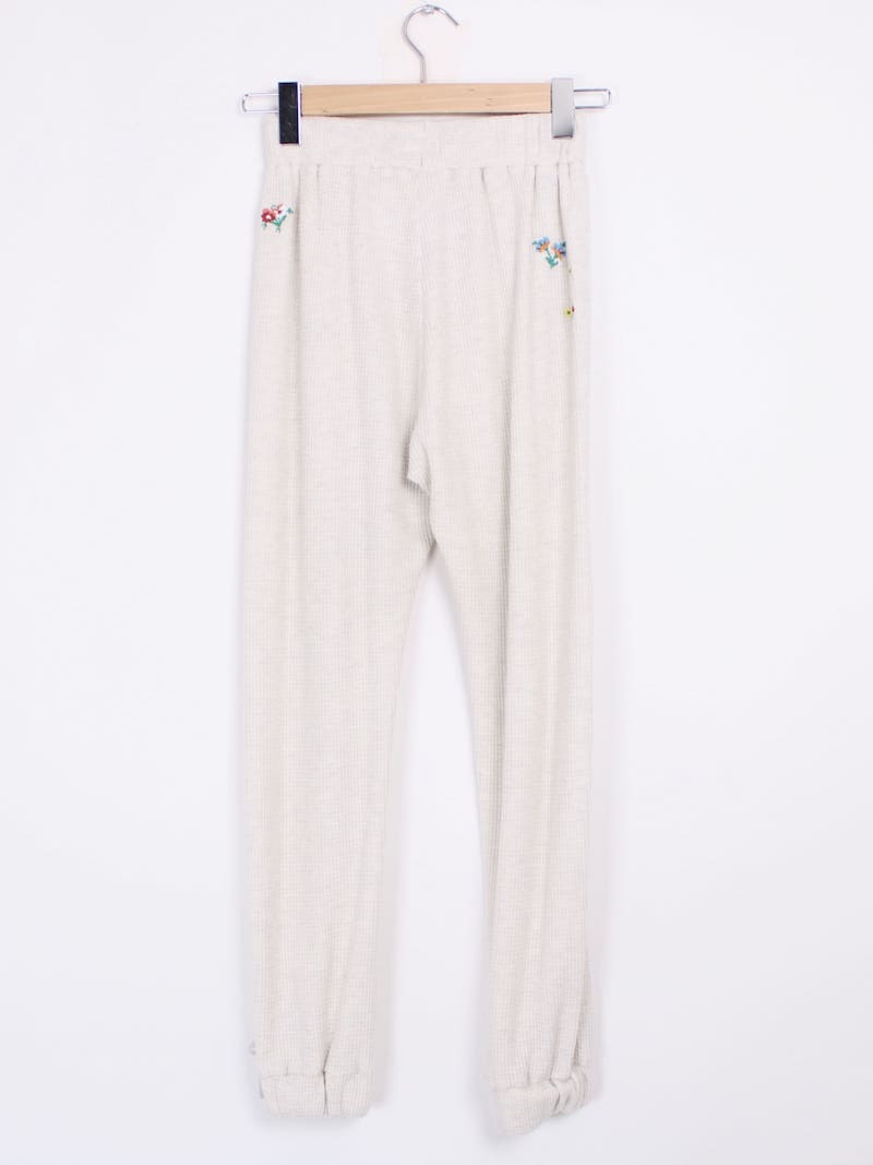 Mother - Pantalon blanc nid d'abeille broderies T.S