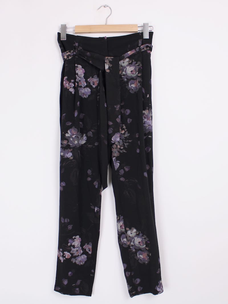 IKKS - Pantalon noir à fleurs T.38